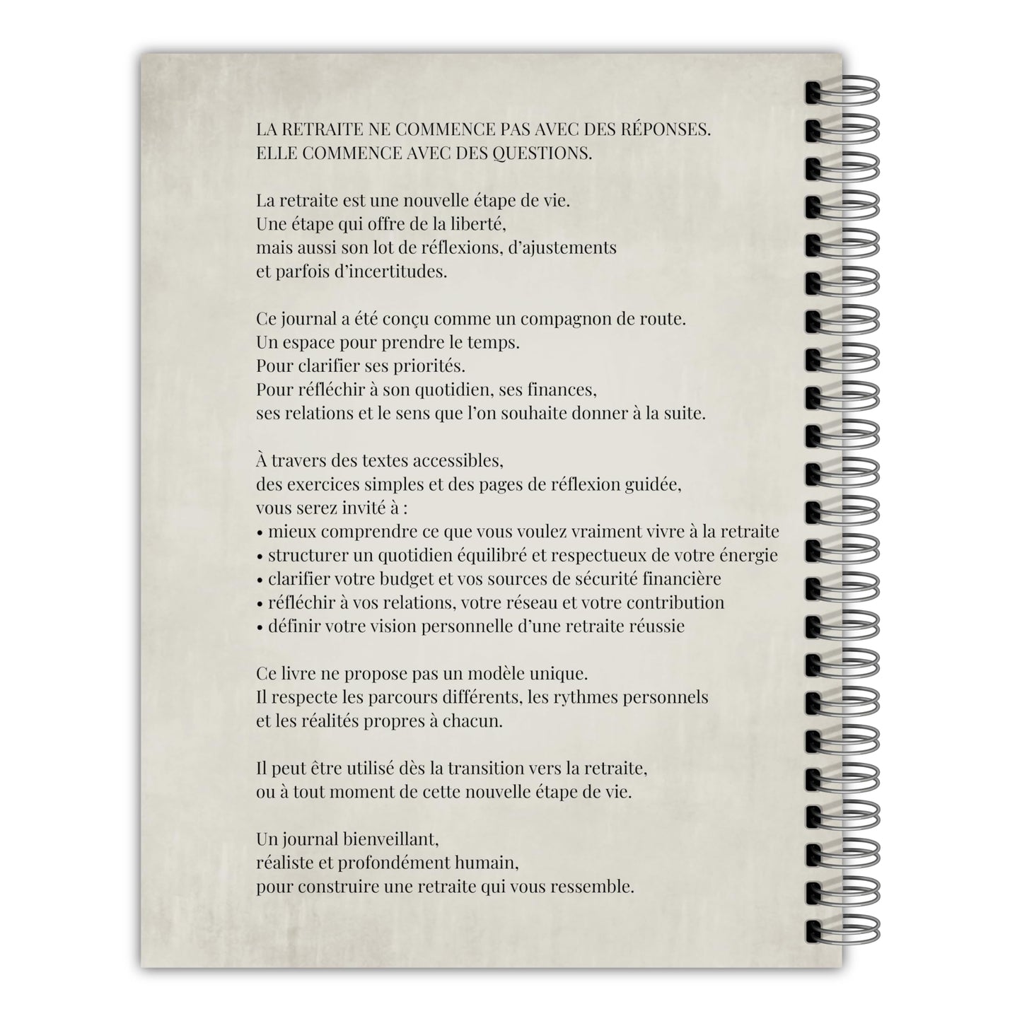 Mon Journal de Retraite, préparation, visualisation guidée, cadeau pour retraités et futurs retraités, Journal en Français, Livre de Retraite