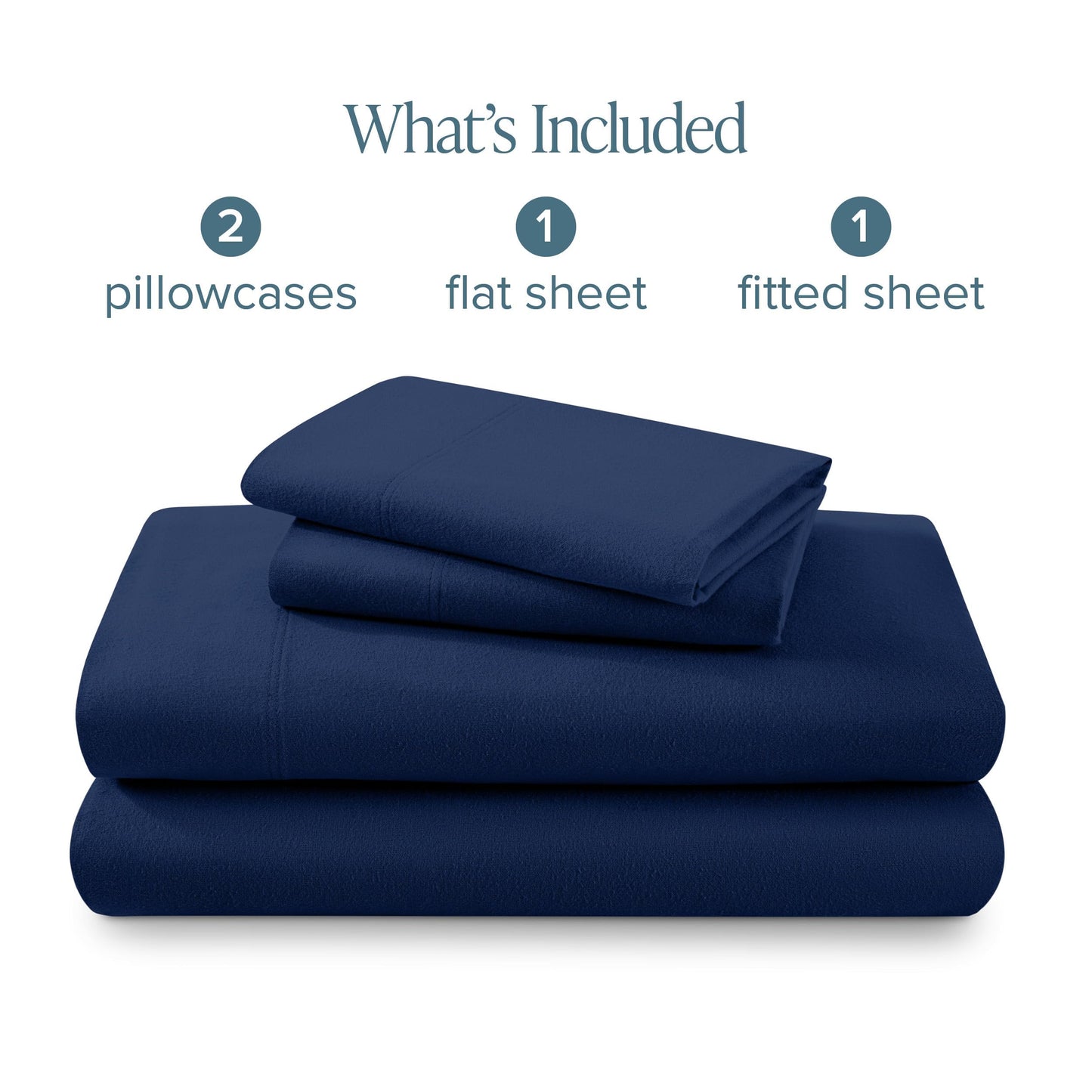 Bare Home Flannel Sheet Set 100% Cotton, Velvety Soft Heavyweight - Double Brushed Flannel - Deep Pocket (Queen, Dark Blue)