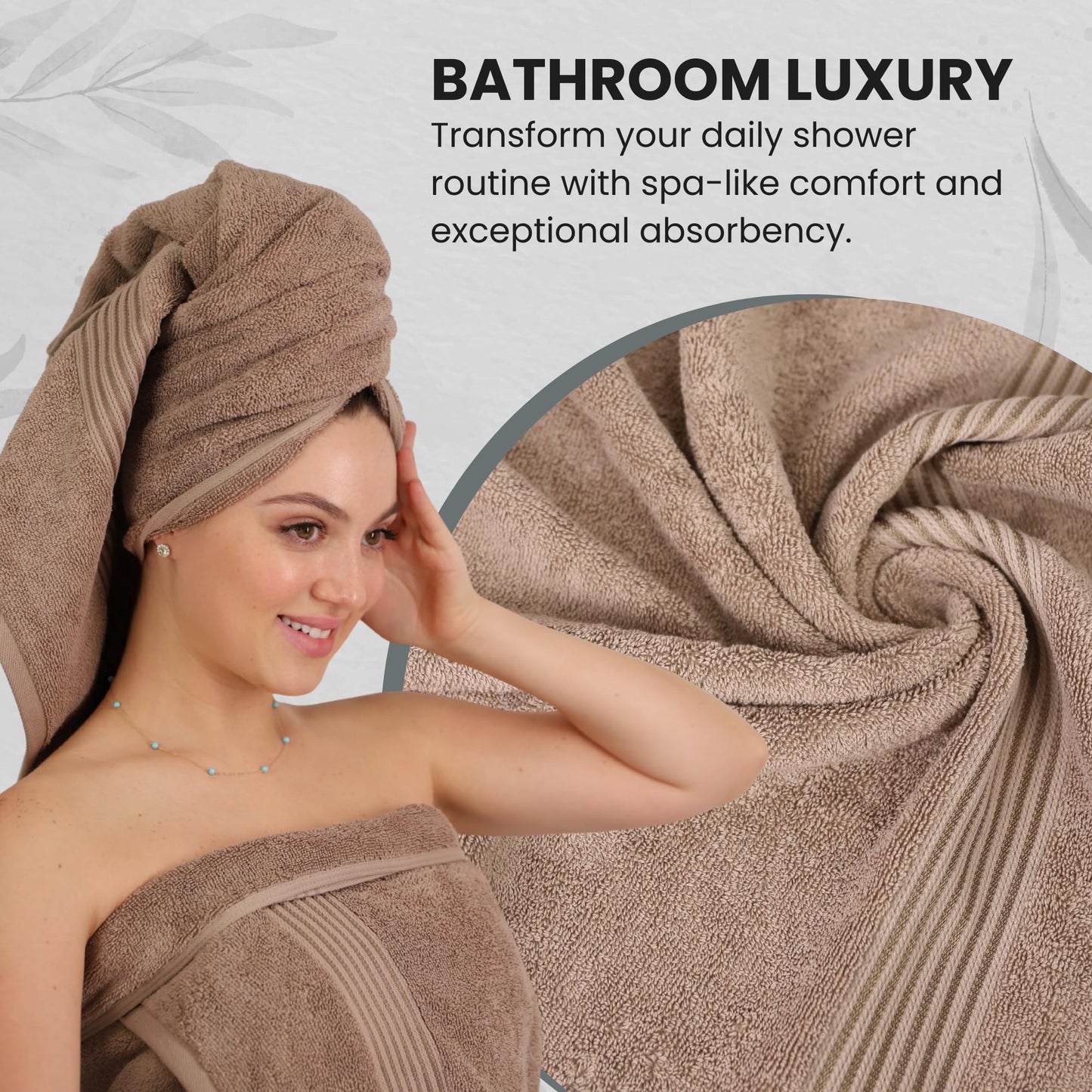 CasaFlow Luxury Bath Towels, 27 x 54 Inch, Set of 4 – 100% Ring Spun Cotton, 550 GSM, Ultra Soft & Highly Absorbent, Quick Dry, Double Stitched – Beige