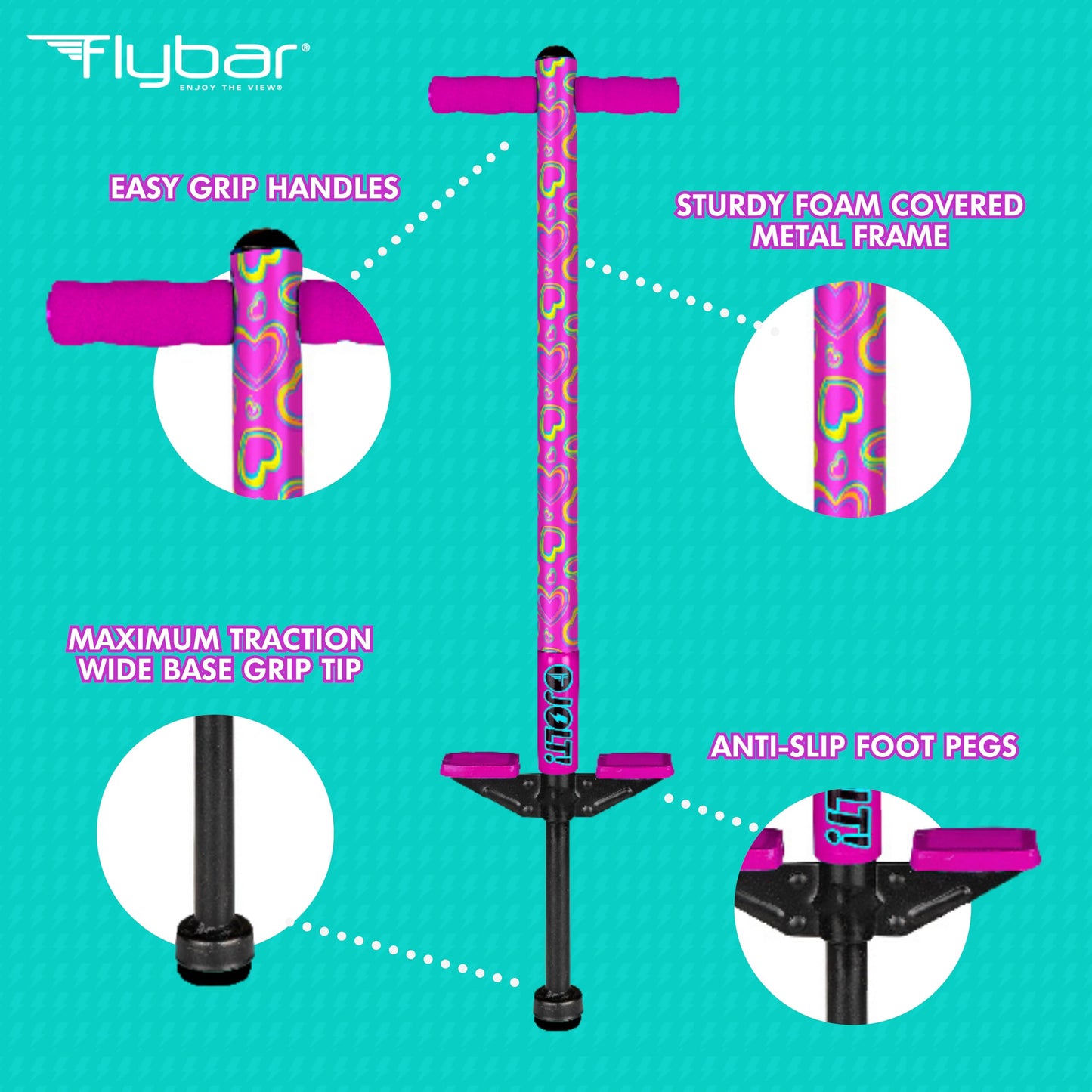 Flybar Maverick Pogo Stick for Kids Ages 5+, 40 to 80 Pounds, Perfect for Beginners, Easy Grip Handles, Anti-Slip Pegs, Outdoor Toys for Boys and Girls