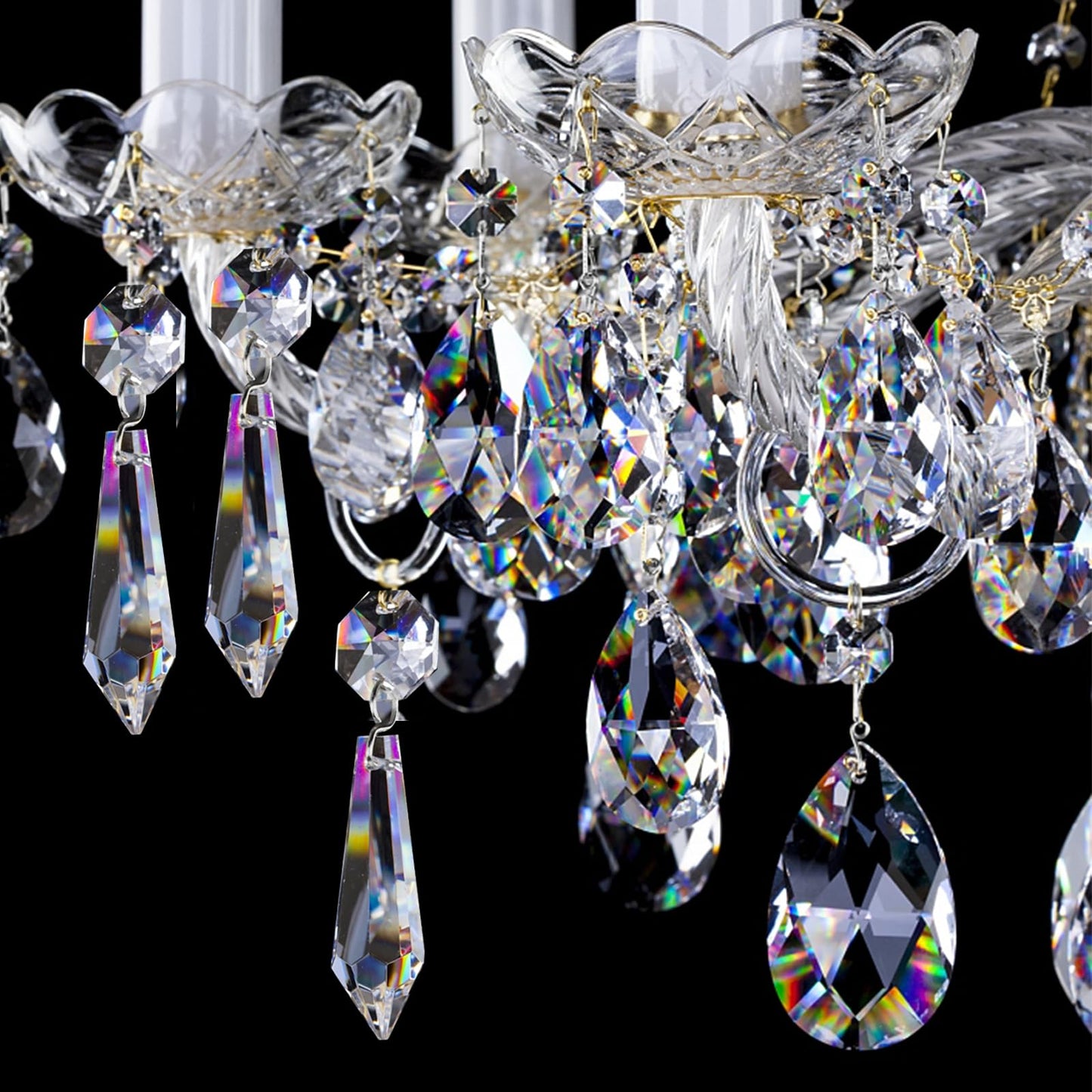Worldity 60 Pack Chandelier Crystals Replacement, 40mm 20mm 13mm Prism Crystal Ball, Crystal Prisms for Chandeliers, Clear Crystals for Suncatchers Wedding Lamp Windows Christmas Tree Decoration