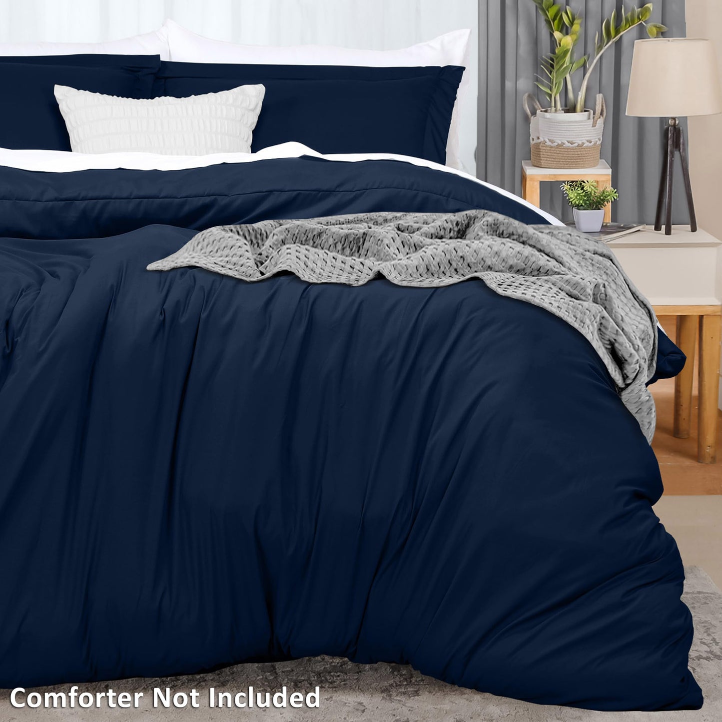 Utopia Bedding Duvet Cover Queen Size Set with Pillow Shams - Comforter Cover with Zipper Closure, 90X90 Inches & Pillow Shams 20X26 Inches (Navy) Comforter Not Included