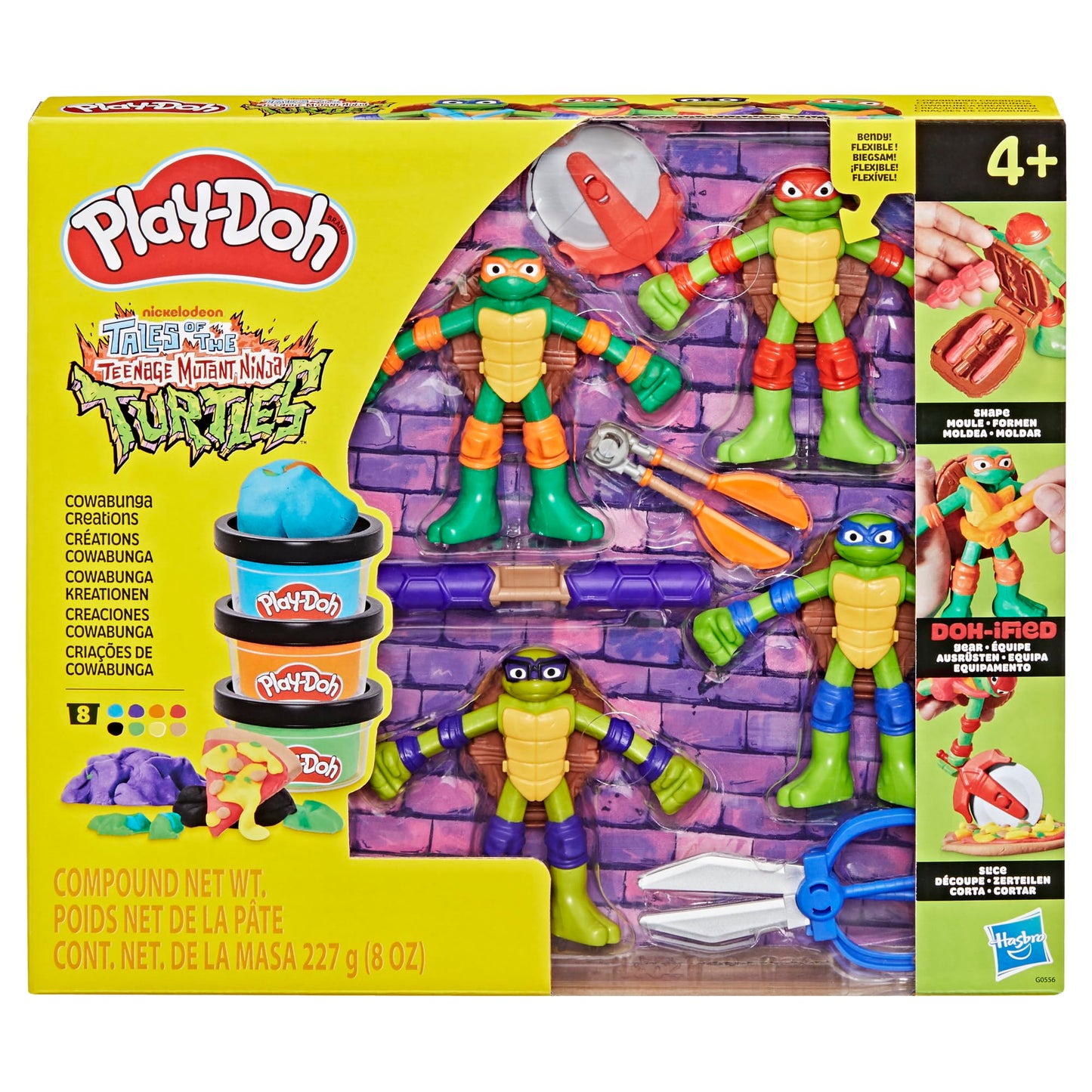 Play-Doh Teenage Mutant Ninja Turtles Cowabunga Creations Bendy 4 Inch Action Figures Set, Kids Arts & Crafts, TMNT Toys for Boys & Girls 4+