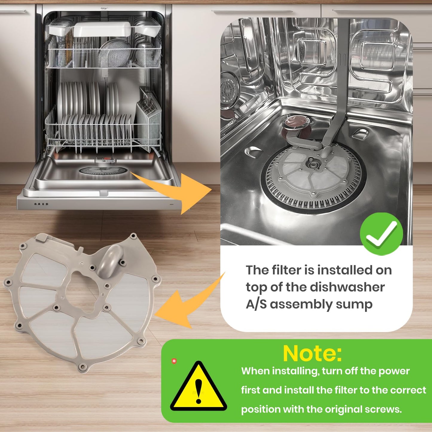 Upgrade DD81-01635A for Sam-Sung Dishwasher Mesh Filter Sump Filter (Hump Version) - Compatible with Samsung Dishwasher Parts (DD63-00104A