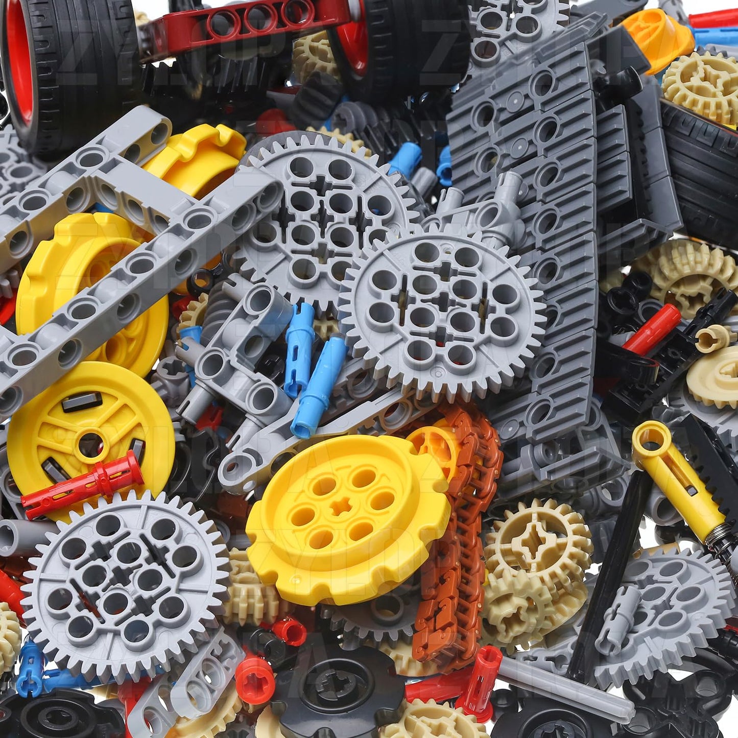 854pcs Technic Parts and Pieces Set: Gears, Axles, Pins, Connectors, Differential, Tracks, Shock Absorbers, etc. Compatible with Major Brands. Toy Building Block for MOC Technical Accessories kit.