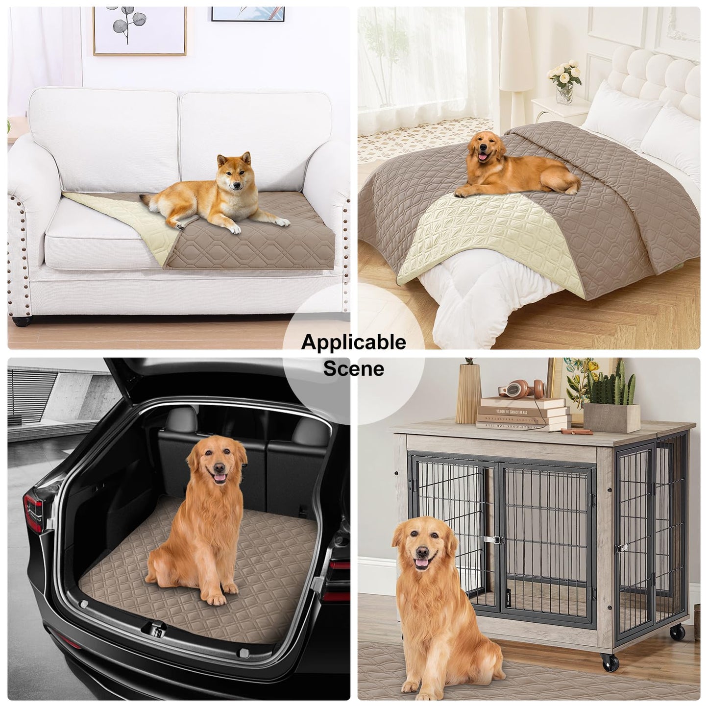 Smiry Waterproof Dog Blanket, 30x70 Inch Soft Pet Bed Cover Reversible, Washable Sofa Couch Furniture Protector for Small Medium Large Dog Puppy Cat, Taupe/Beige