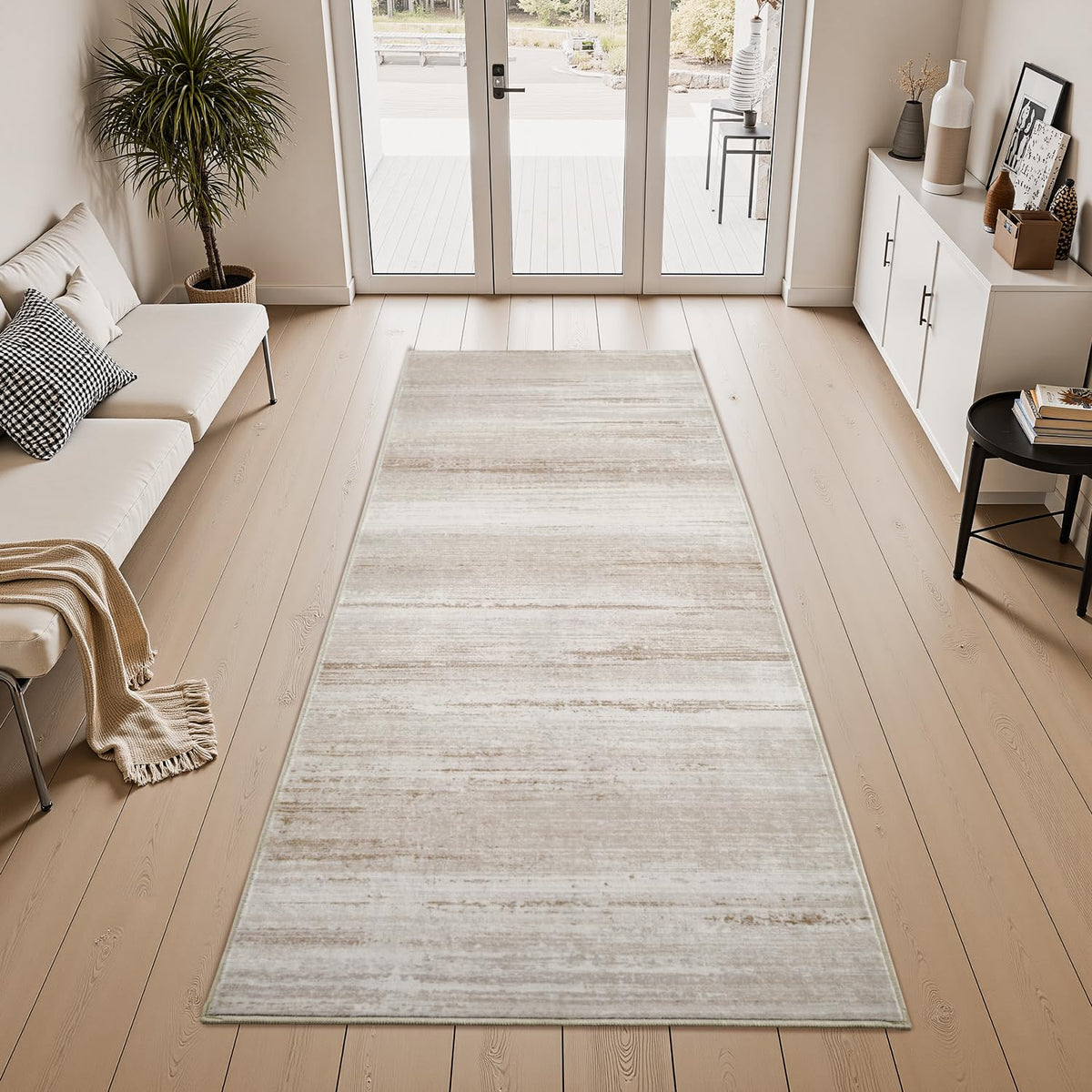 tchdio Abstract Runners for Hallways - 2x6 Runner Rug Washable Non Slip, Modern Abstract Carpet Ultra Soft Kitchen Runner, Low Pile Rugs for Entryway Bedside Laundry Room Brown