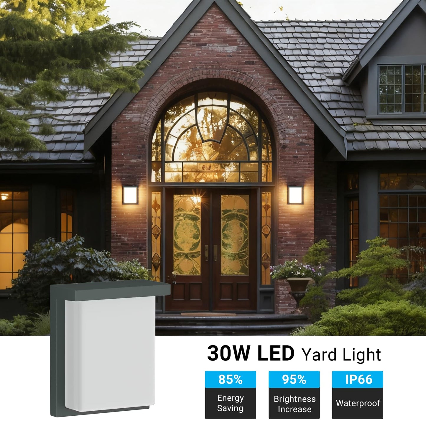 Tipace LED Modern Outdoor Wall Light,Waterproof Wall Sconce 30W 3000K,Anthracite Wall Mounted Lamp,Exterior Wall Sconce Light for Porch,Front Door,Entryway,Patio,Hallway