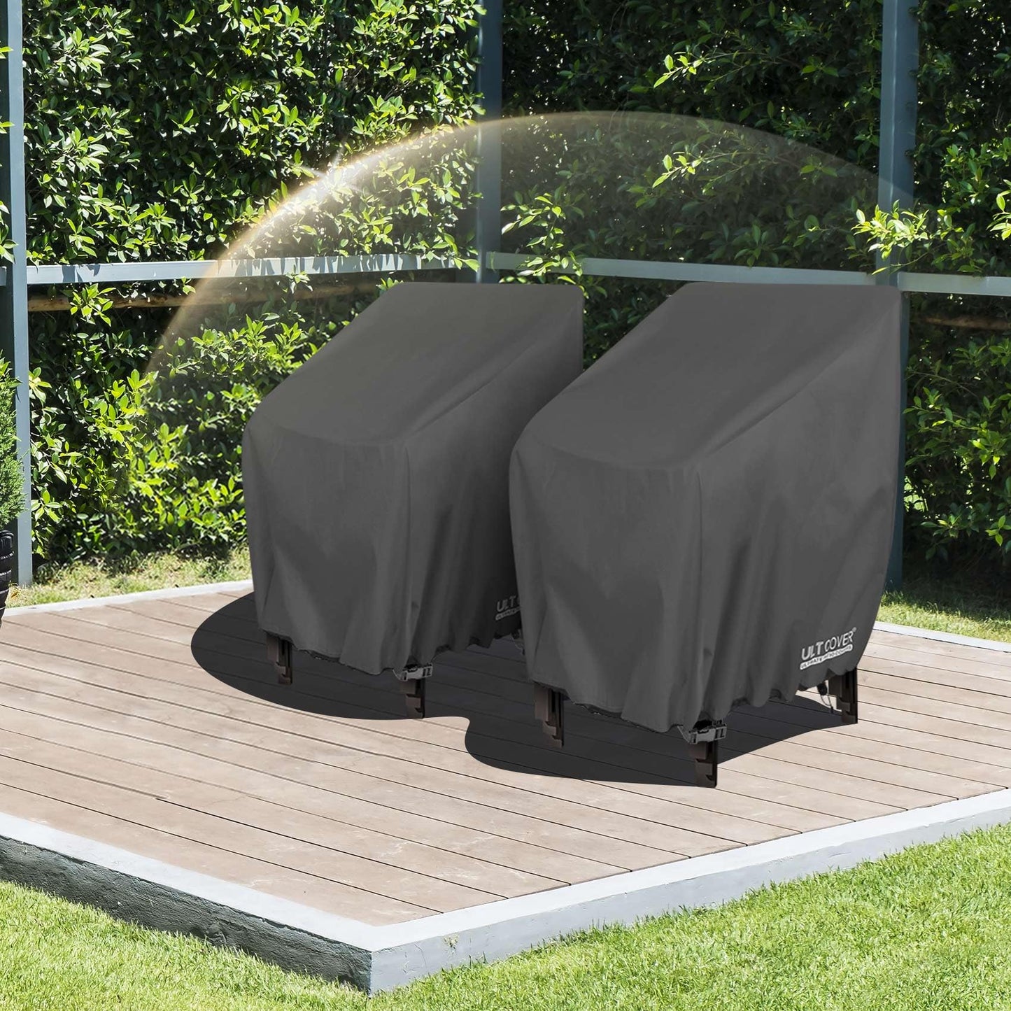 ULTCOVER Stackable Patio Chair Cover – Waterproof Outdoor Stack of Chairs Cover 2 Pack Fits Up to 26W x 34D x 45H inches, Black