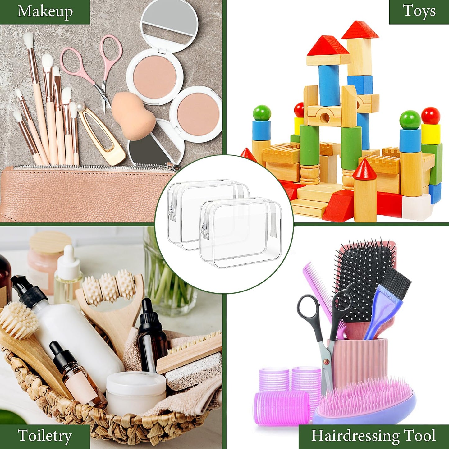 36 Pack Clear Makeup Bags Bulk, Clear Cosmetics Bag Plastic Travel Bags Clear Plastic Toiletry Bags with Zipper Waterproof Portable Clear Bags for Travel Women Men Bathroom Organizing, White