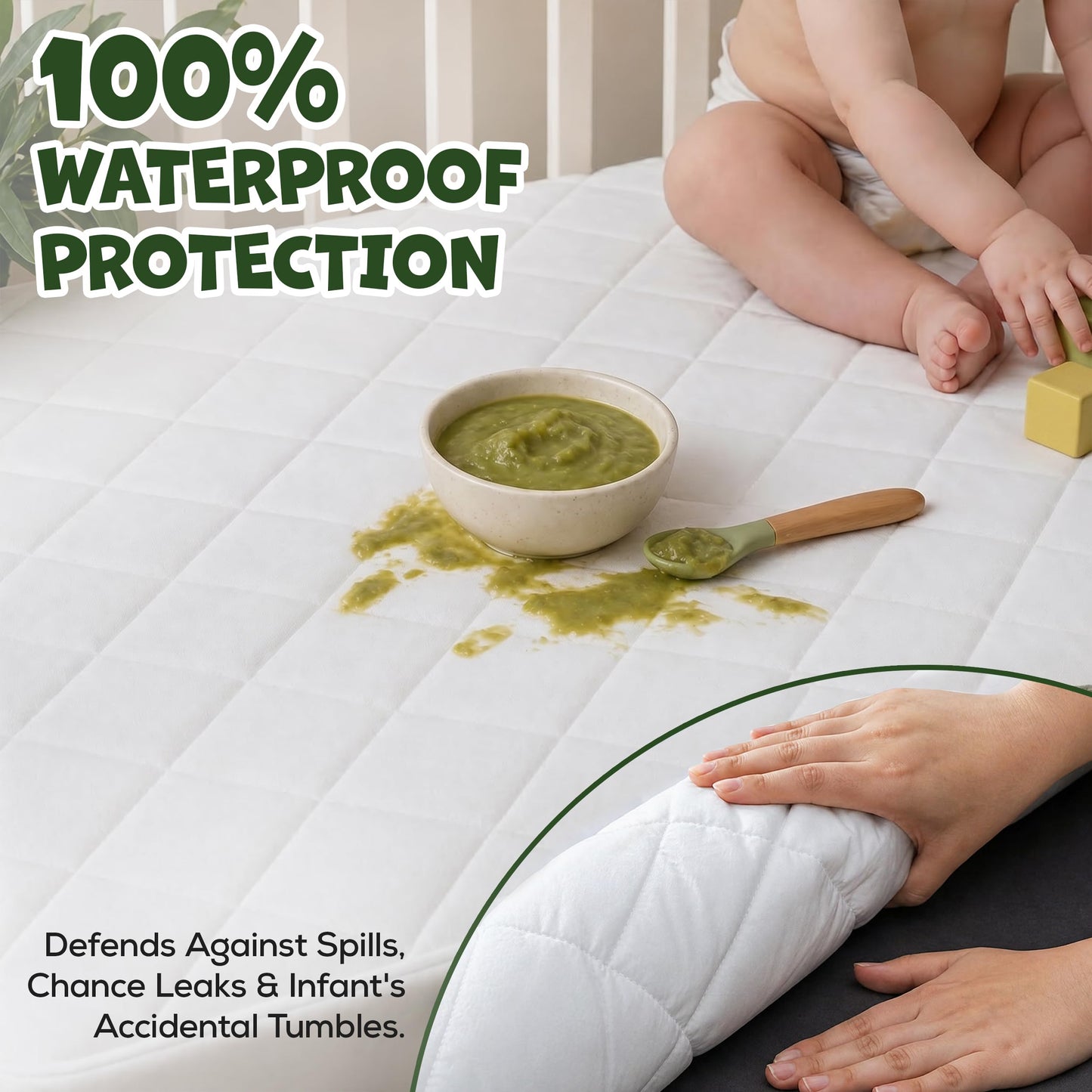 Utopia Bedding Waterproof Crib Fitted Mattress Protector (Pack of 2) - Toddler and Baby Crib Mattress Pad Cover - Soft and Breathable with 7 Inches Deep Skirt (White, 28" x 52")