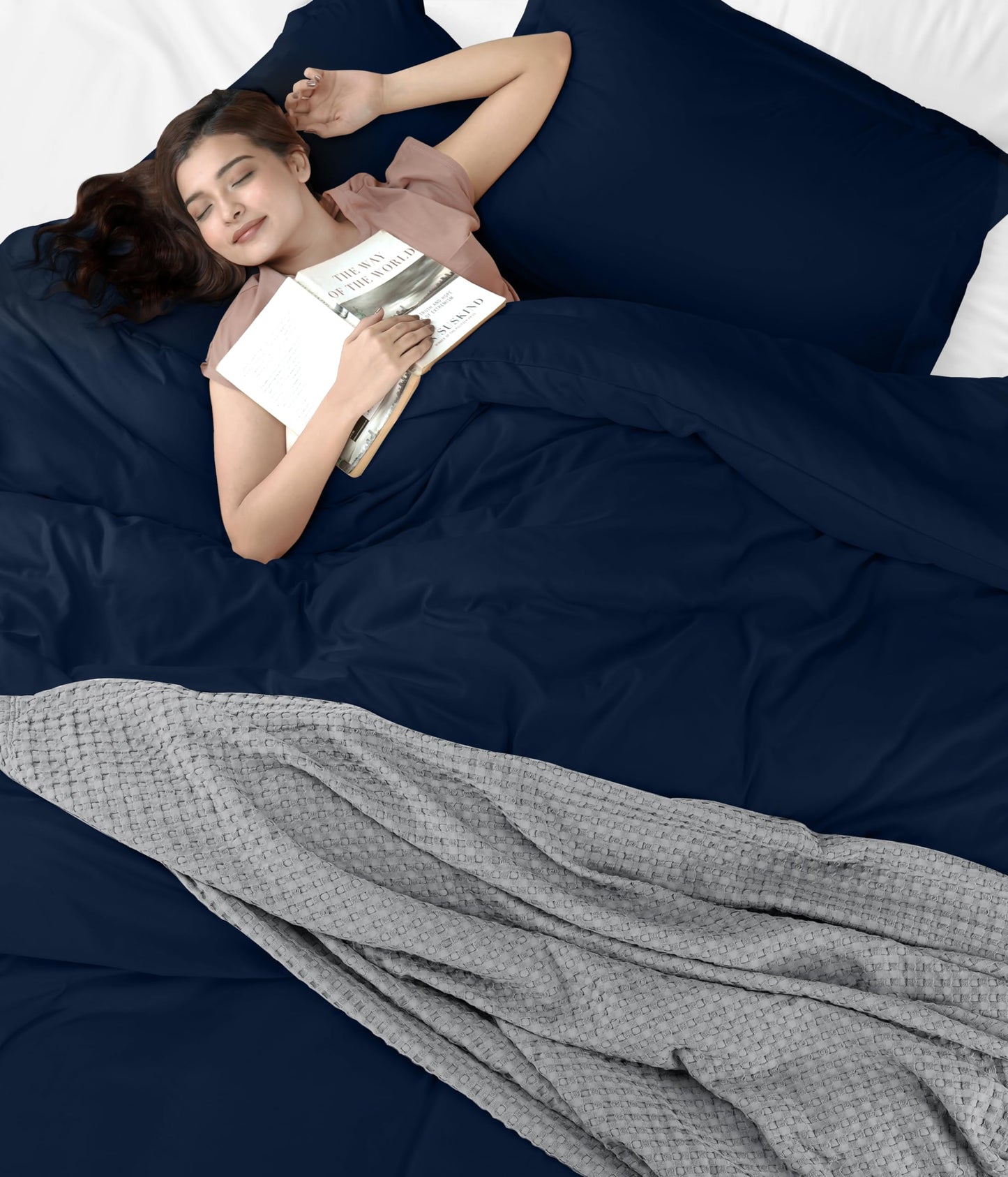 Utopia Bedding Duvet Cover Queen Size Set with Pillow Shams - Comforter Cover with Zipper Closure, 90X90 Inches & Pillow Shams 20X26 Inches (Navy) Comforter Not Included