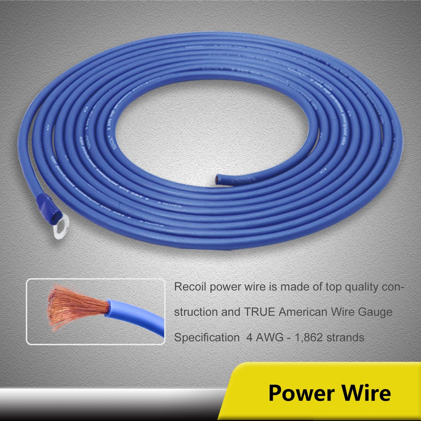 RECOIL RCK44 True 25mm² (4AWG) Complete 4 Channel CCA Amplifier Wiring Kits with RCA OFC Cable