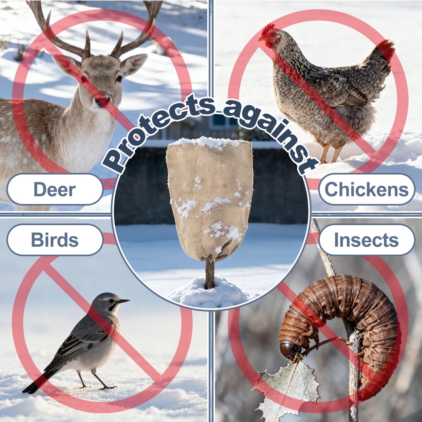 ANPHSIN Burlap Plant Covers Freeze Protection for Patio Winterizing - 2pcs 24"×40" Winter Frost Protector with Drawstring, Reusable Tree Freeze Blanket for Garden Bushes