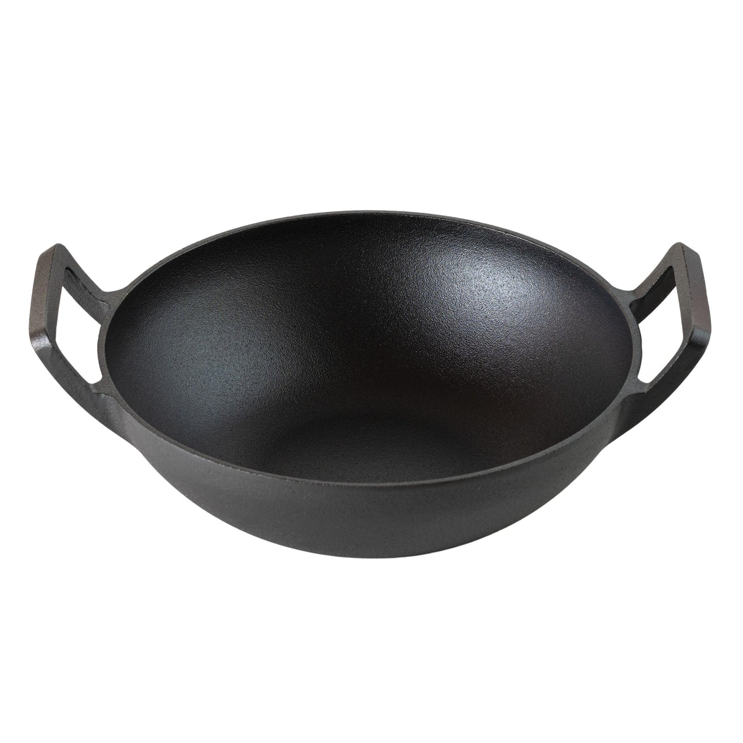 Maharaja Cast Iron Karahi 26cm with Glass lid, Cool Touch Handle, Induction Safe, Black