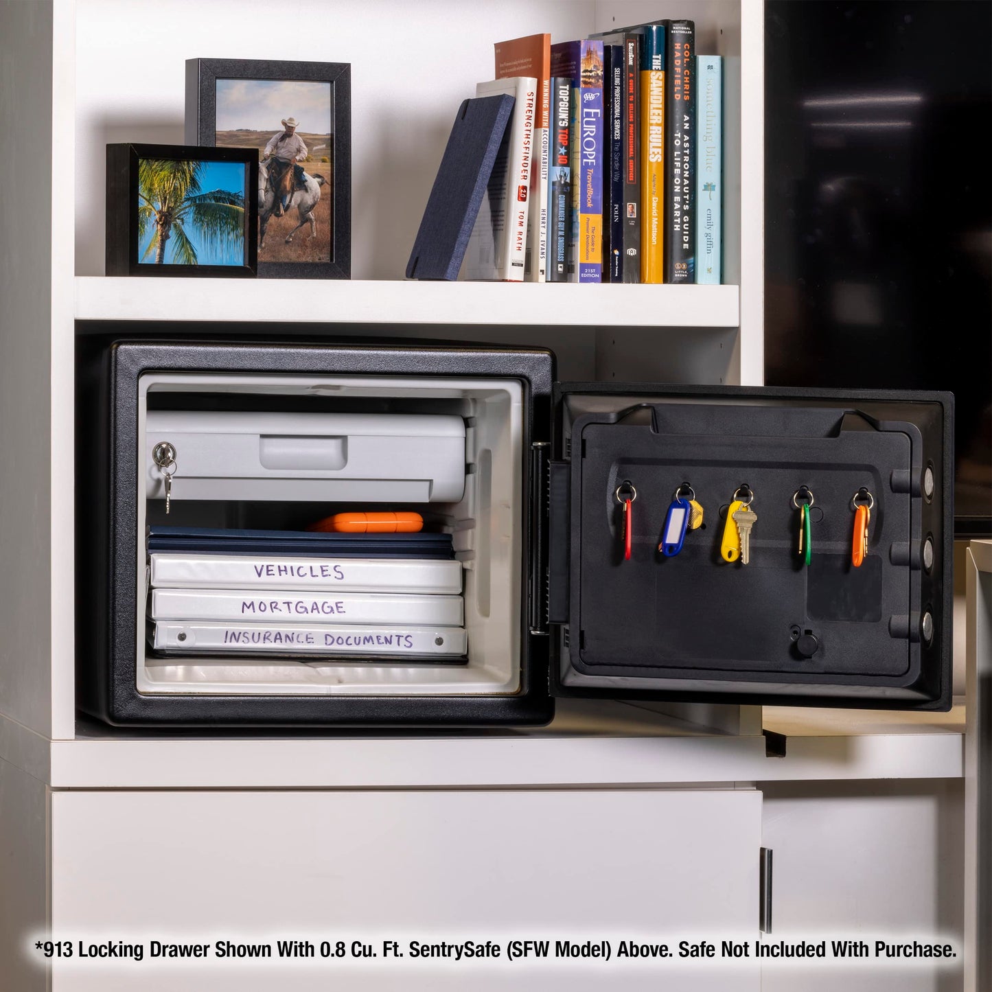 SentrySafe Locking Drawer for SFW082 and SFW123 Fireproof and Waterproof Safes, Multi-Positional Shelf Accessory for 0.8 and 1.2 Cubic Feet Safes, 913