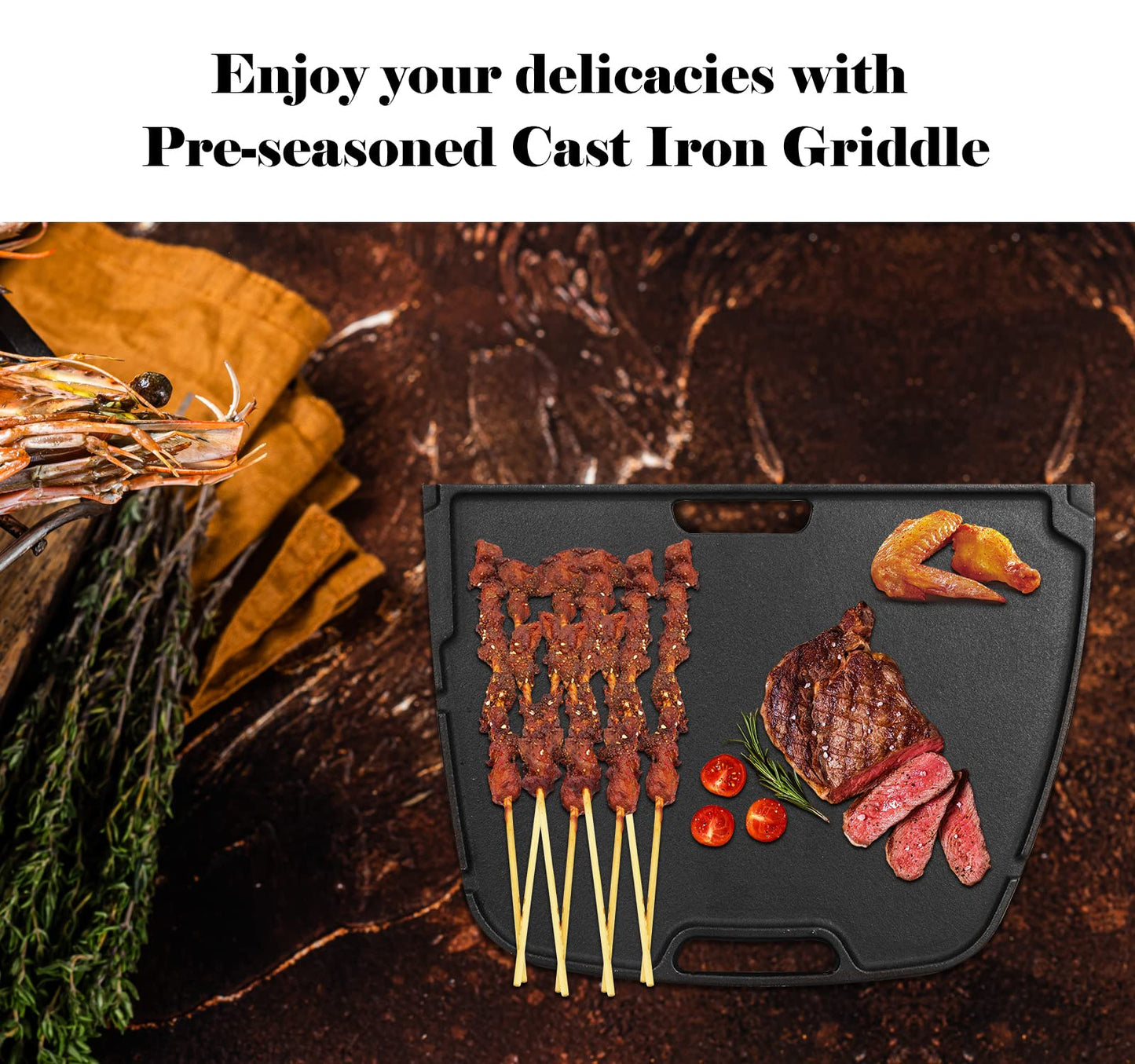 Cast Iron Grill Griddle for Napoleon TravelQ 285 Series Portable Gas Grill, BBQ Griddle Plate Replacement Part for Napoleon 56080 Grill Accessories