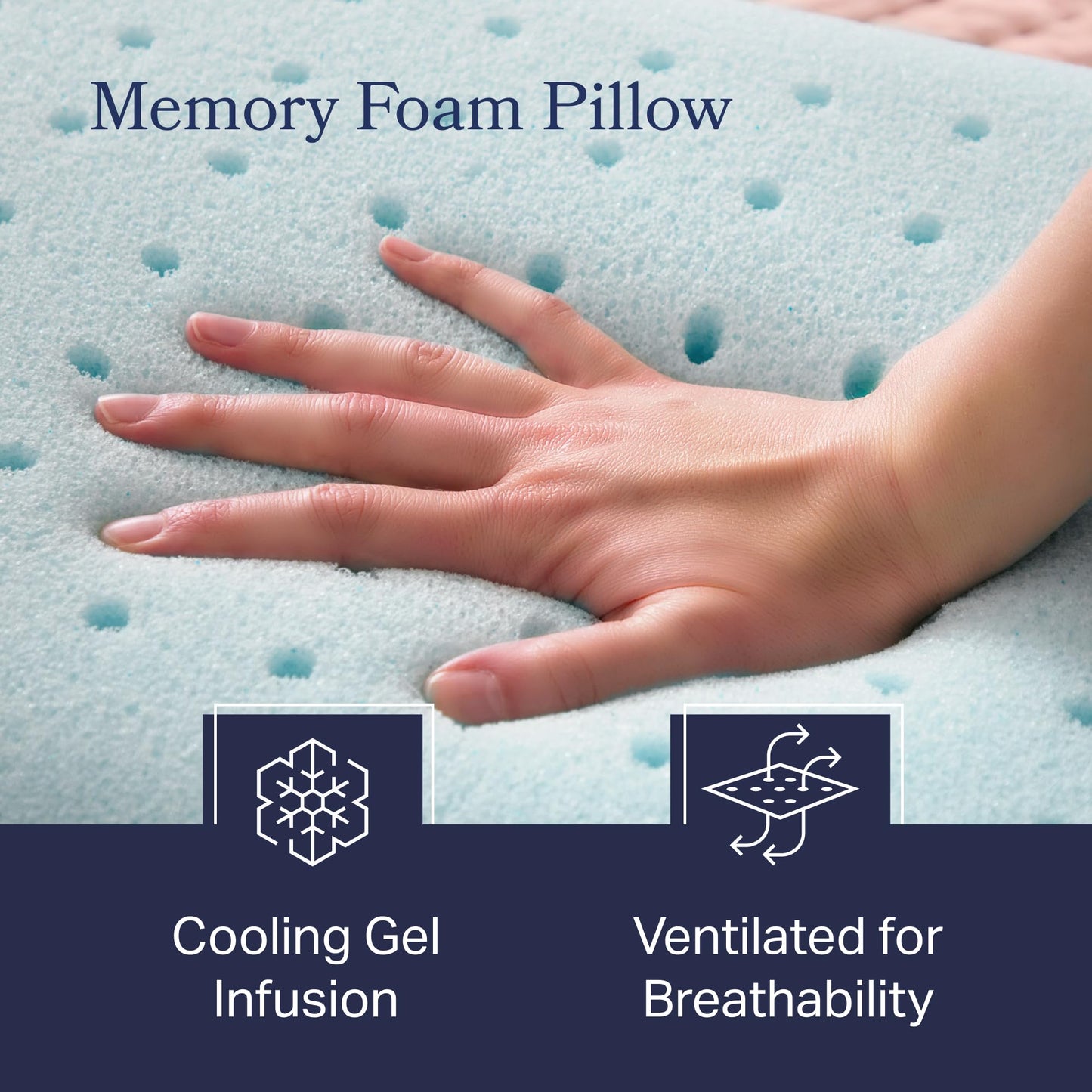 WEEKENDER Ventilated Gel Memory Foam Pillow - Washable Cover - Queen Size(Pack of 1), White