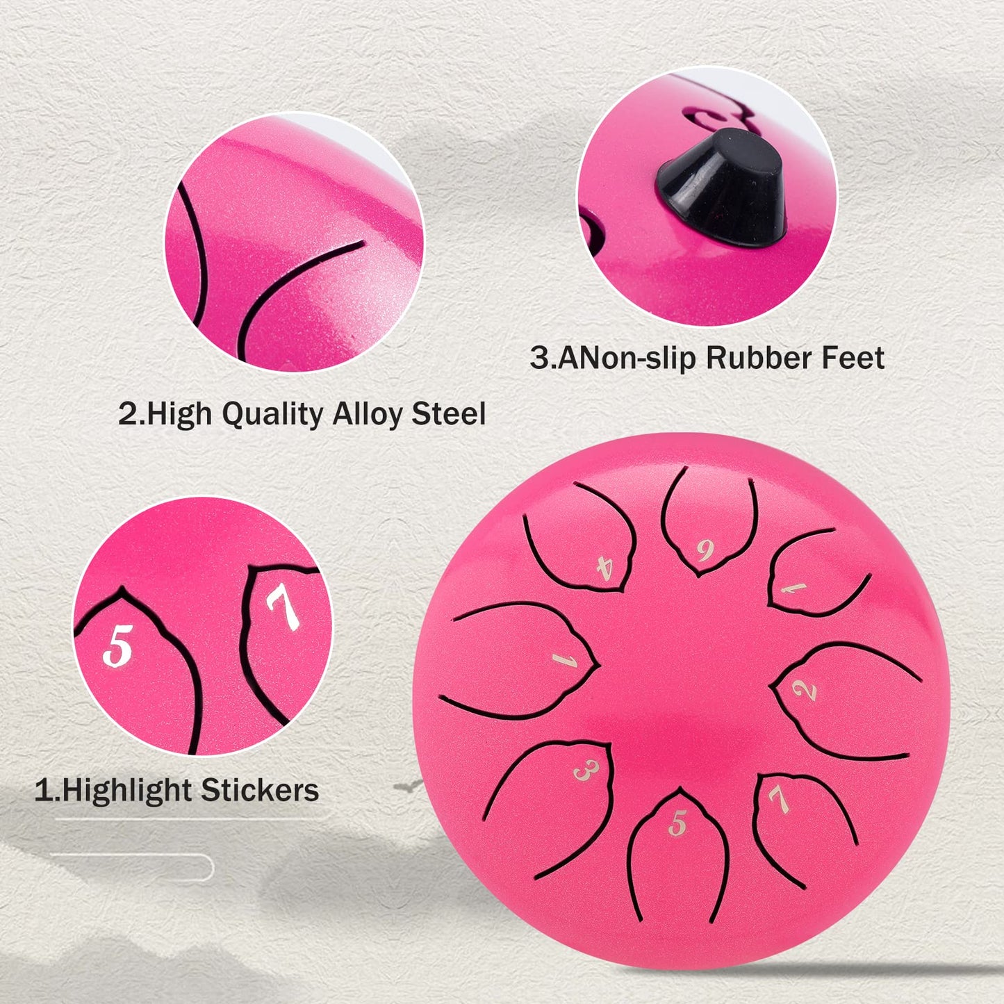 Musfunny Steel Tongue Drum for Kids: 6 Inch 8 Notes Steel Drums C Major with Drumsticks Bag Finger Cover - Handpan for Musical Education Meditation Percussion Musical Instruments