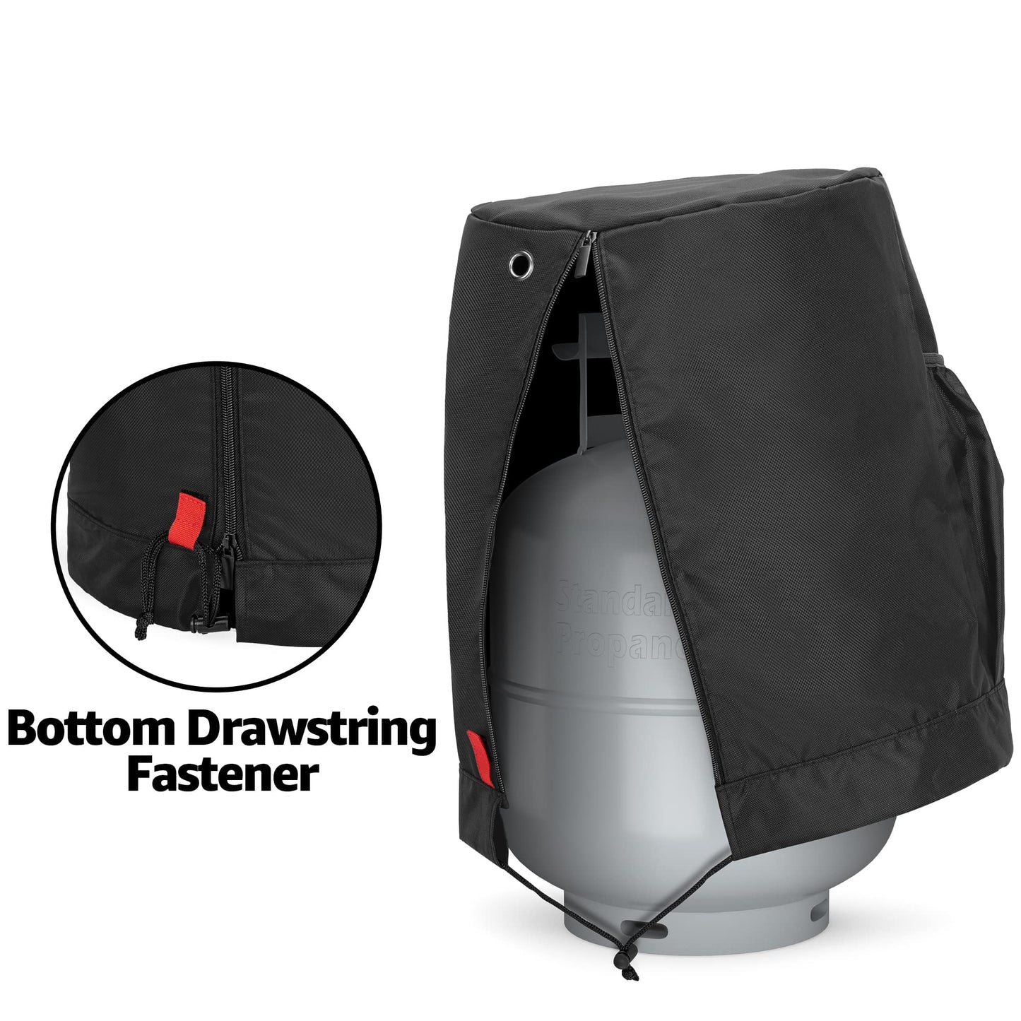 SAMDEW Outdoor 20 lb Propane Tank Cover with Tabletop Feature and 2 Pockets, Grill Gas Tank Cover for 20 lb Propane Tank Cylinder, Water-Resistant, Traveling & Camping, Black, Bag Only