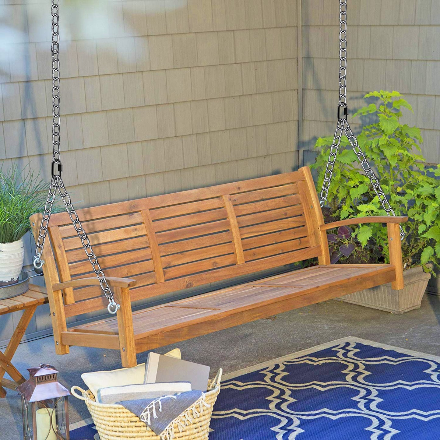 Besthouse Set of 2 Heavy Duty Porch Swing Hanging Chain Kit, Hammock Chair Hardware for Indoor Outdoor Playground Hanging Chair Hammock Chair Punching Bags, 4 Screws for Wooden, 1000LB Capacity, 81"