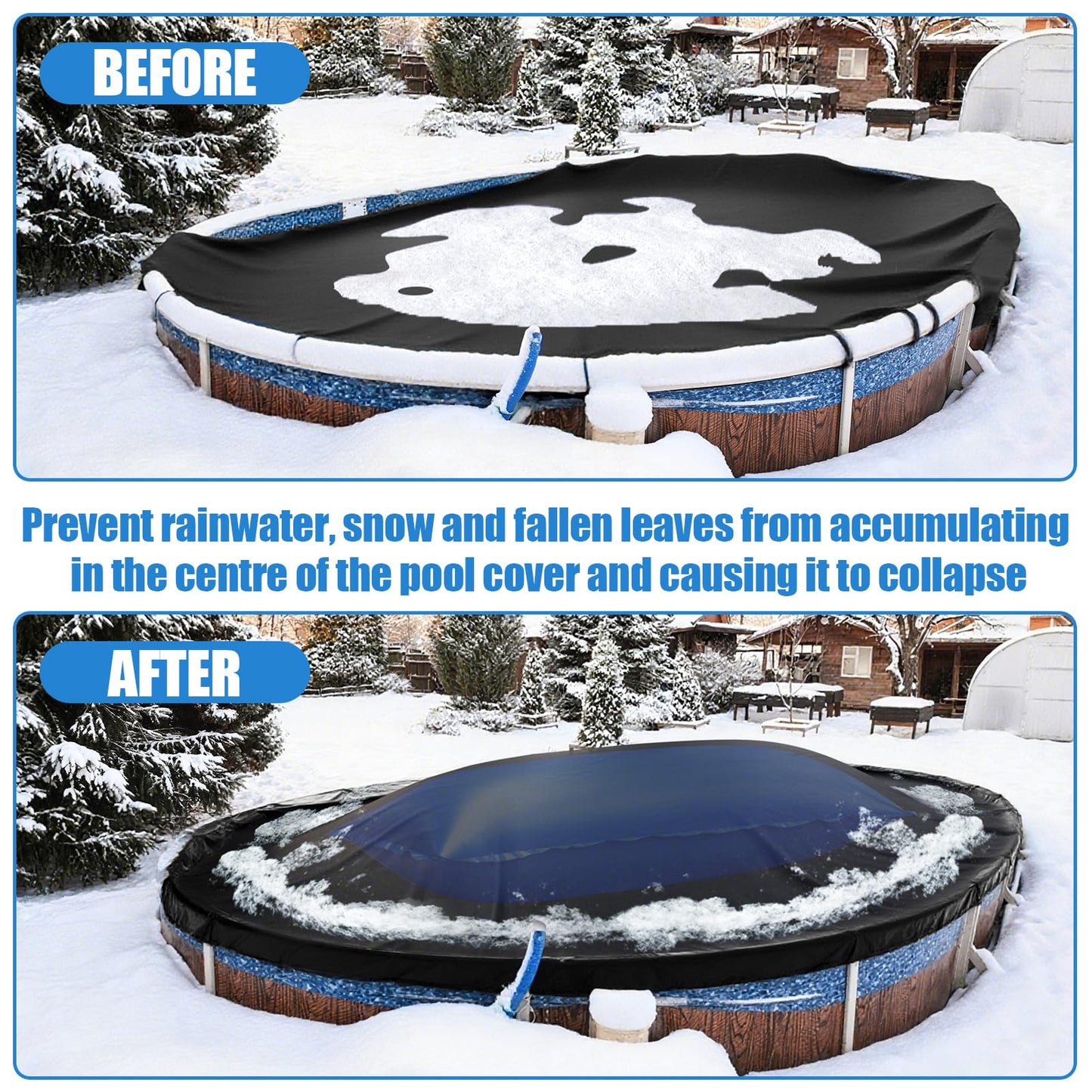 4x12 Ft Pool Pillows for Above Ground Pools, 0.6mm Thick Pool Pillows for Closing Winter, Large Air Pool Cover Pillow Kit for Winterizing with Ropes, Inflatable Cold Resistant Swimming Pool Pillow