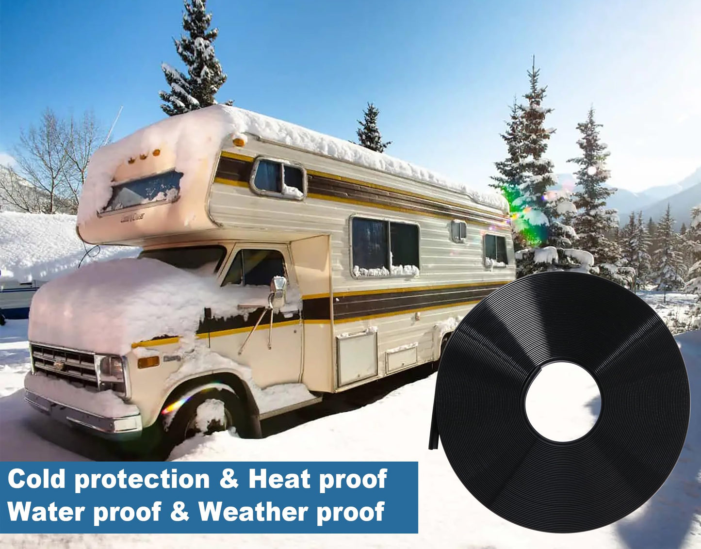 Podoy 1" RV Trim Molding Insert 100 FT with 12 Screws, Heavy Duty Vinyl Screw Cover Trim for RV Camper Travel Trailer, Exterior Corner Molding Replacement, Black