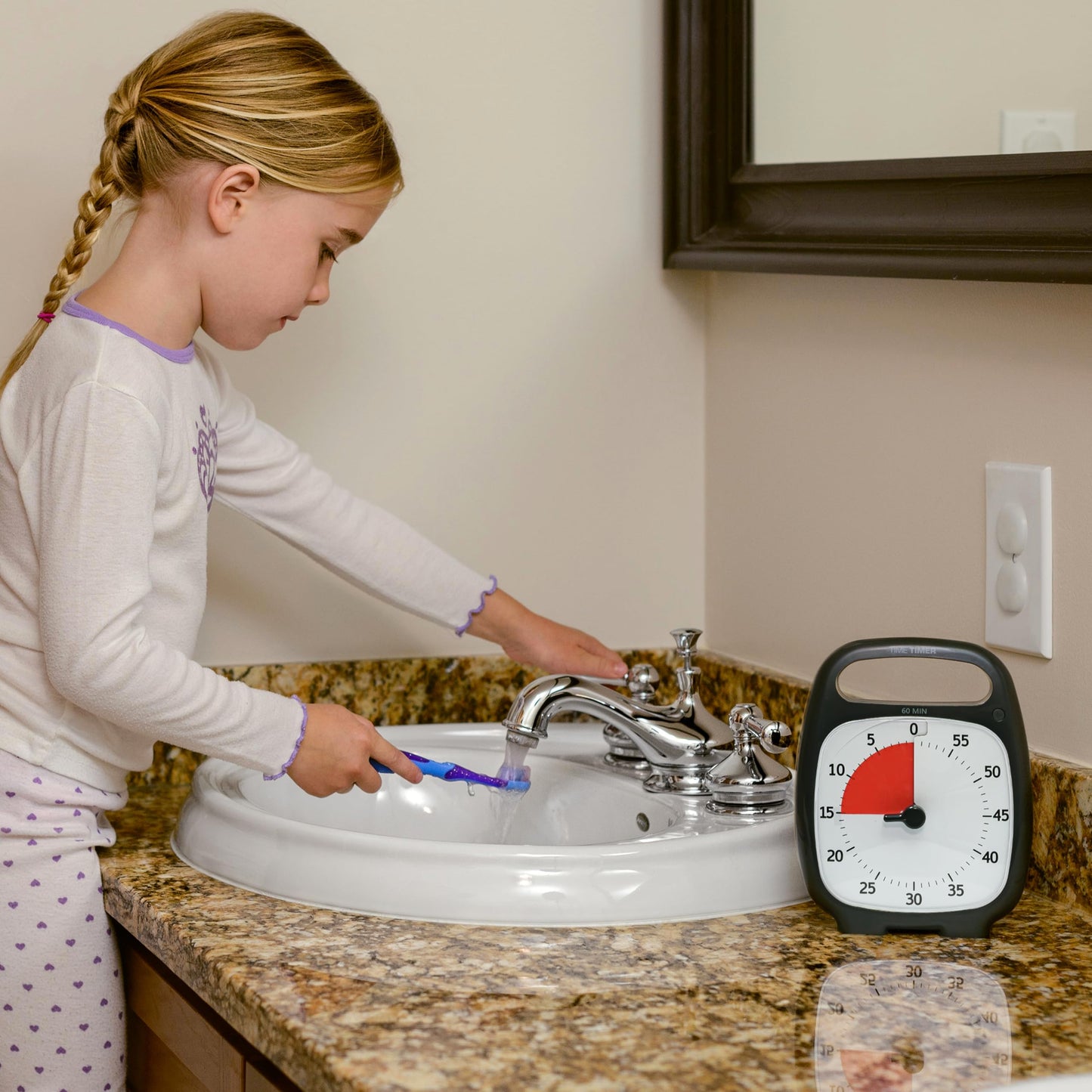 Time Timer PLUS 60 Minute Visual Analog Timer; Optional Alert (Volume-Control Dial); Silent Operation (No Ticking); 5.5” wide x 7” tall; Time Management Tool; Charcoal