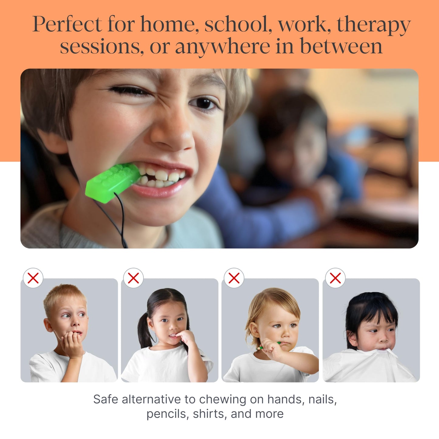 ARK Brick Stick, Chew Necklace for Sensory Kids and Adults, Oral and Hand Fidget for Autism, ADHD, SPD, Anxiety, Medical-Grade Textured Chew Necklace, XT, Medium Firm, Lime Green