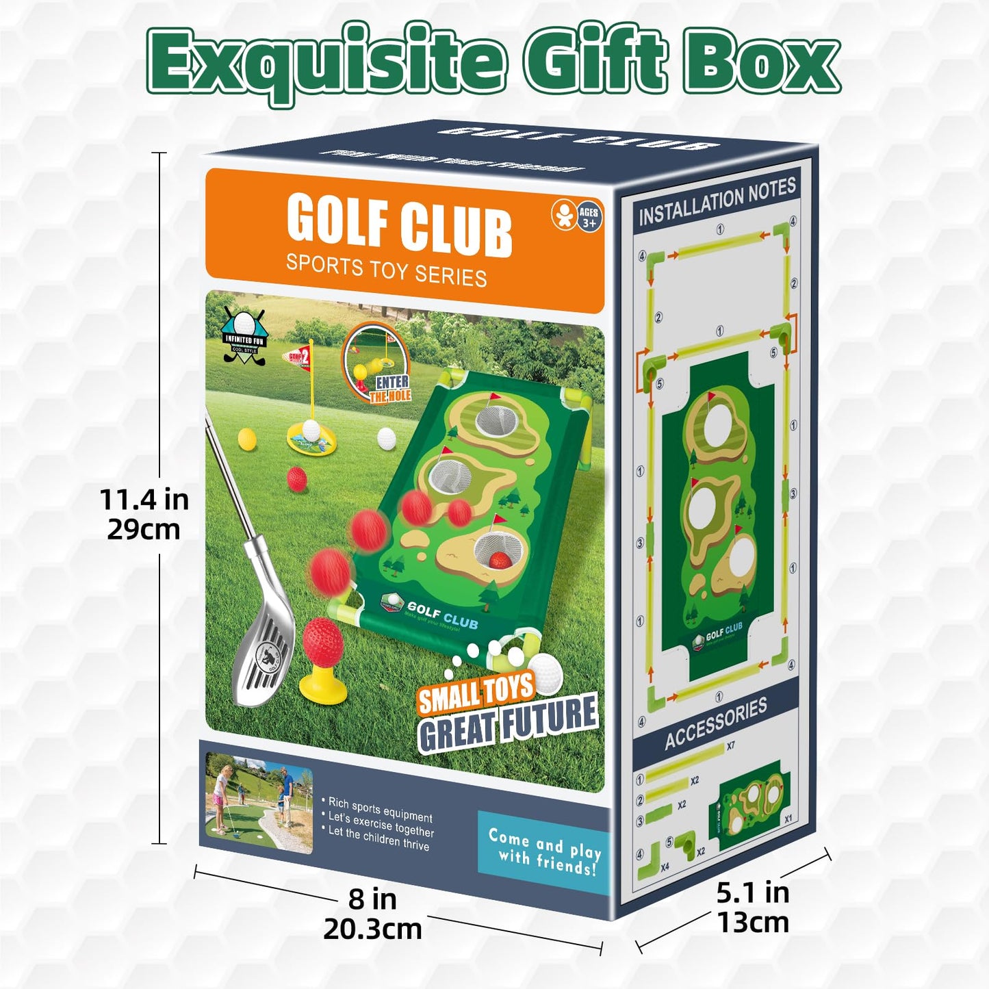 Liberry Kids Golf Set Aged 3 4 5 6 for Boys Girls, Retractable Toddler Golf Clubs Set with Putting Mat & Cornhole Board, Outdoor Indoor Sports Toy Birthday Gifts