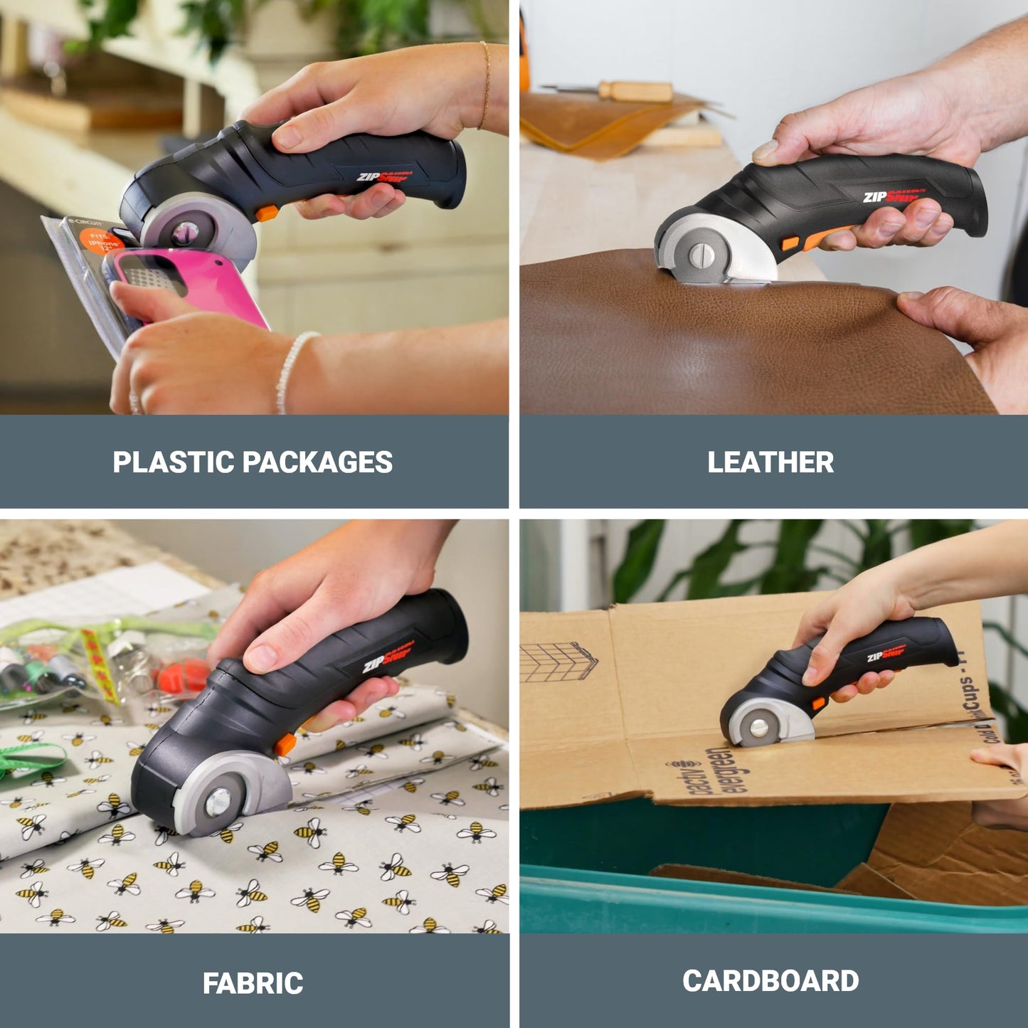 Worx Zipsnip Cordless Electric Scissors, Rechargeable Cardboard Cutter, 4V Powerful Fabric Scissors with 2 Safety Blades and Storage Bag WX082L.2