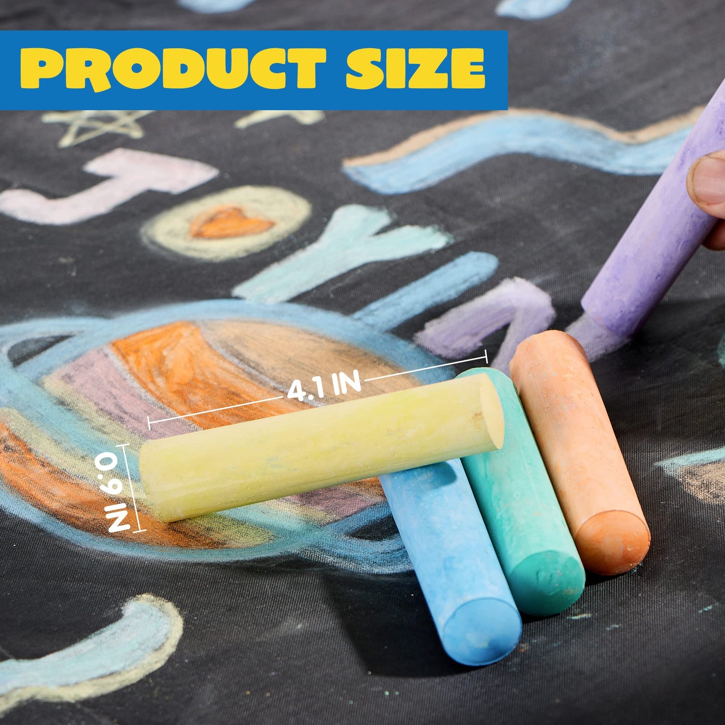 Joyin Toy 120 Pack Giant Box Non-toxic Jumbo Washable Sidewalk Chalk Set in 10 Colors (120 Pieces)