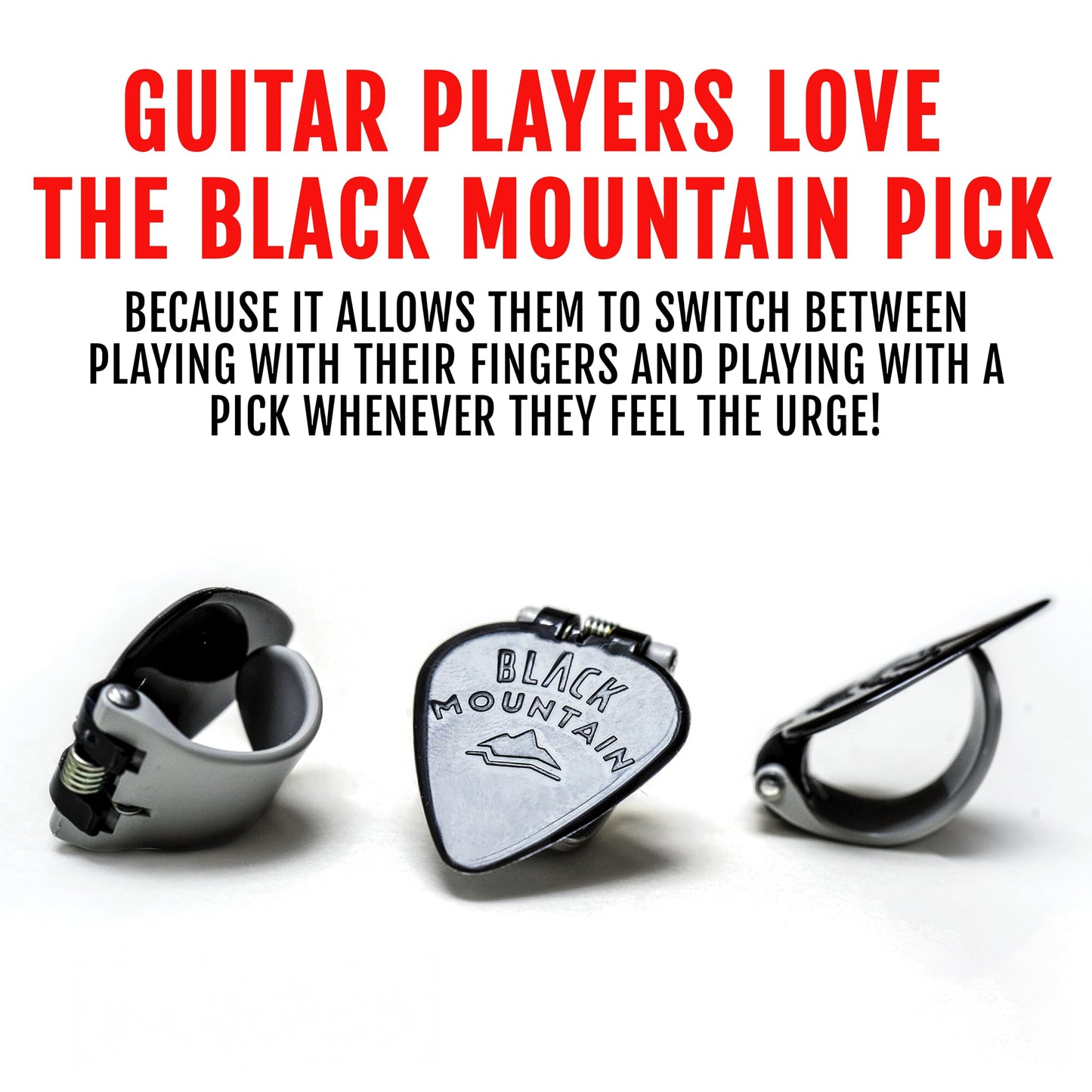 Black Mountain Thumb Picks - Variety Pack for Acoustic Guitar, Electric Guitar, Bass, Ukulele, Banjo, Mandolin - Spring Loaded Premium Finger Picks for Musicians - Light, Medium, Heavy, and Jazz Pick