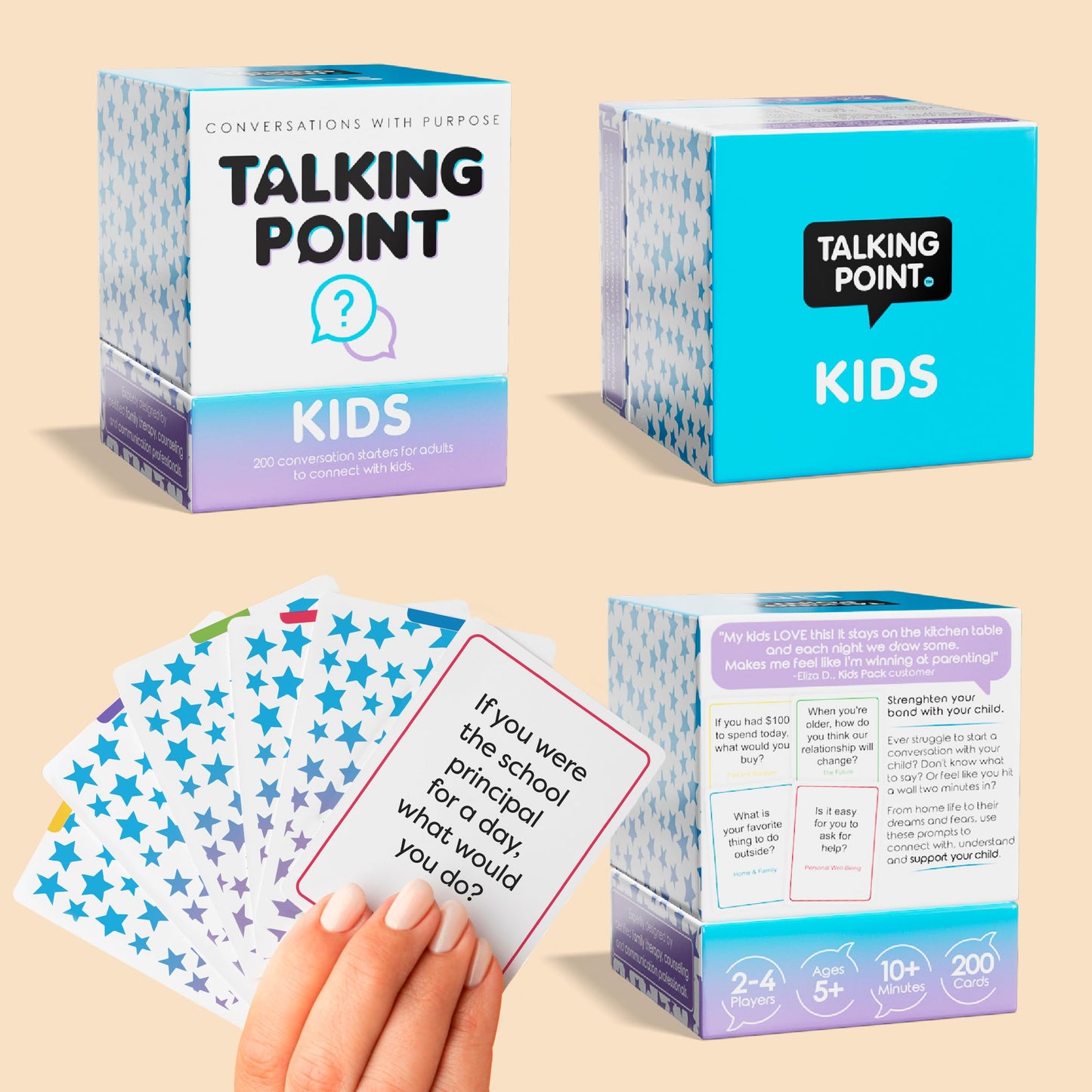 200 Kids Conversation Cards - Help Children Put Down Tablets and Phones - Enjoy Talking and Listening - Great for Car Rides and Family Dinners - New Way to Express Themselves