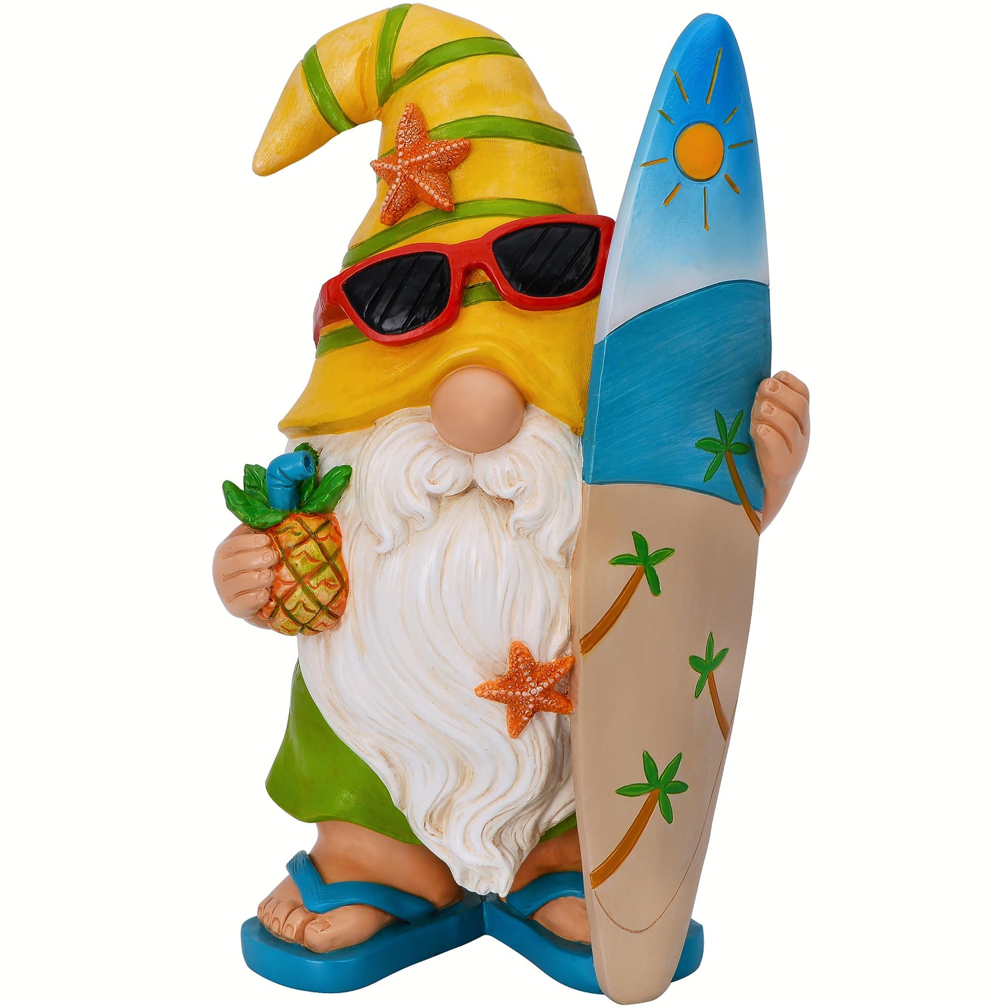 Mood Lab Garden Gnome - Surfer Gnome Figurine - 9.1 inch (23.2cm) Tall Funny Lawn Statue - for Outdoor & House Decor