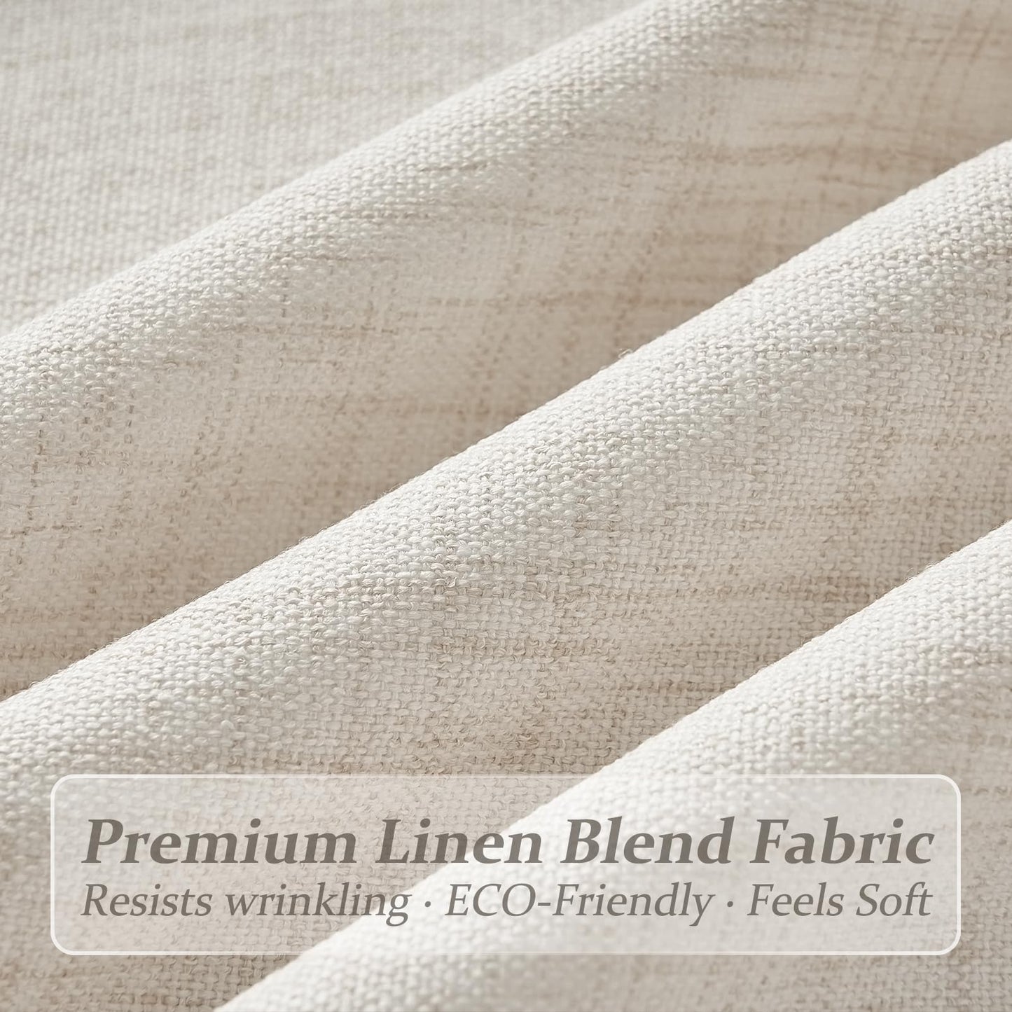 Pleated Cream Beige Sheer Curtains 84 Inches Long for Bedroom 2 Panels Set, Memory Trained Pinch Pleat Thick Linen Farmhouse Curtain Light Filtering Non-See Through Privacy Living Room Windows Drapes