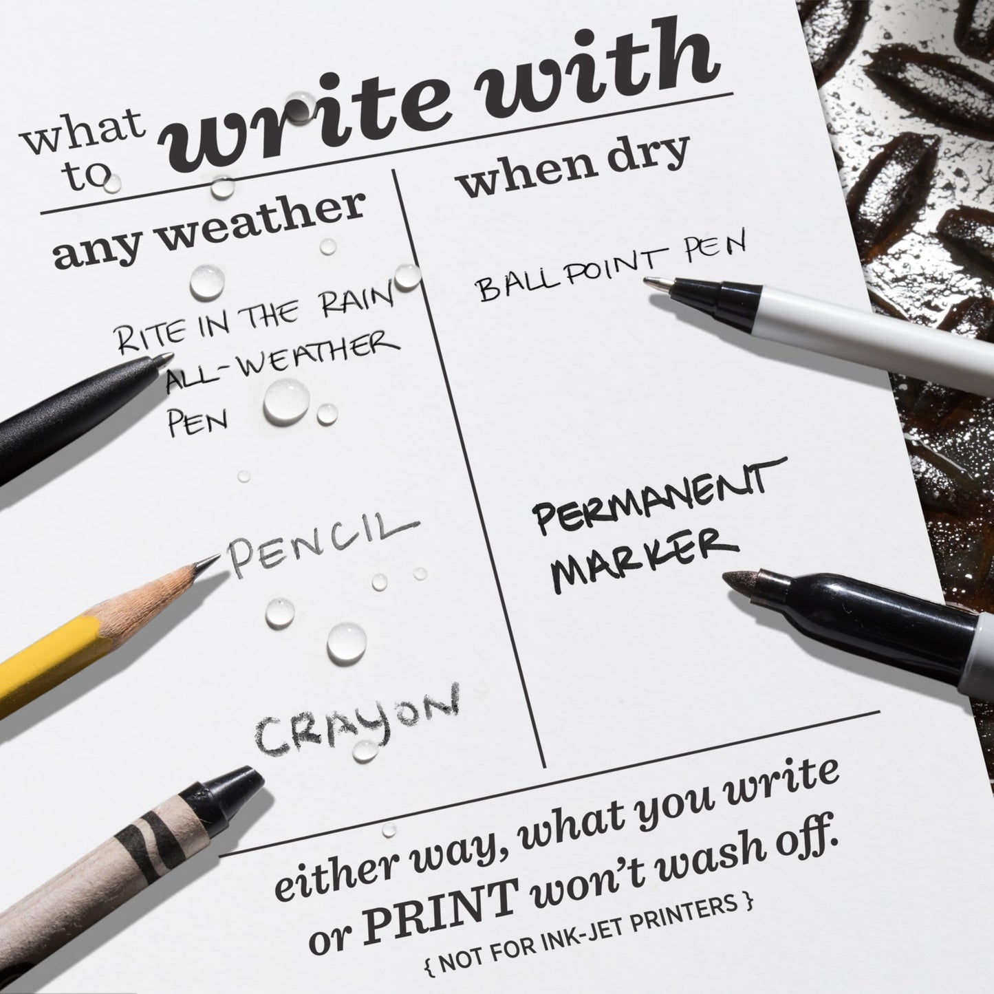 Rite in The Rain Weatherproof Laser Printer Paper, 8.5" x 11", 20# White, 50 Sheet Pack (No. 8511-50)