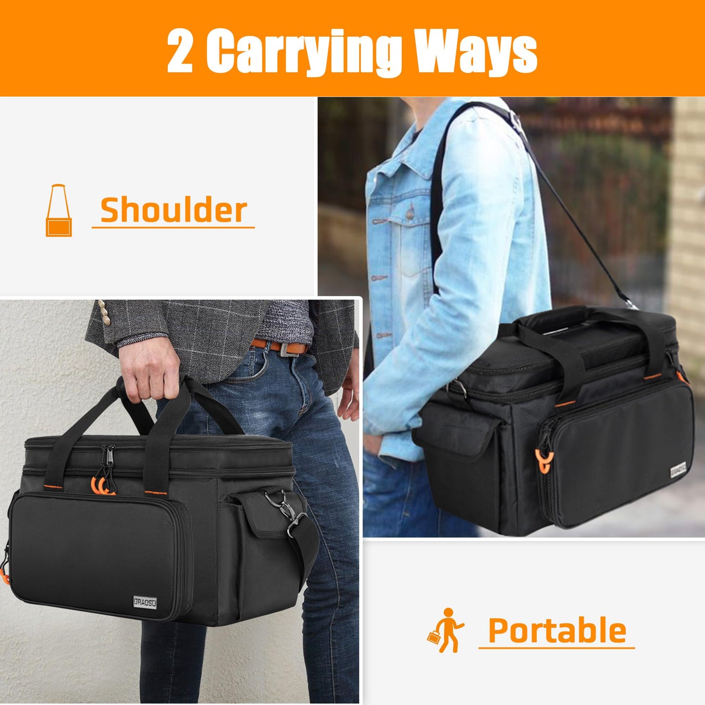 GRAOSO Travel Carry Bag Compatible with Positive Grid Spark 40 Amp, Double Layer Gig Bag with Multiple Pockets for Accessories, Music Gear Case with Handle Strap and Anti-Slip Bottom, Black