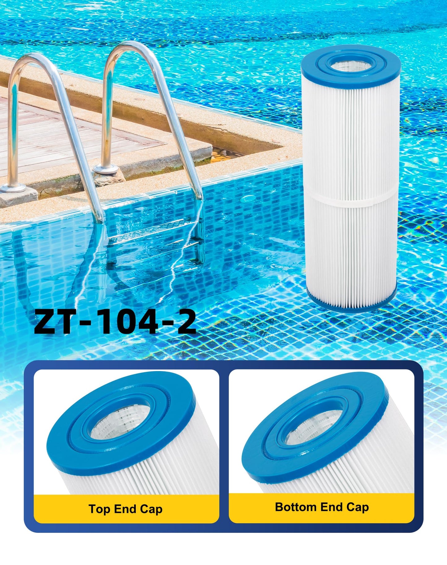 ZOTEE PRB25-IN Spa Filter Cartridge Compatible with C-4326,Darlly 42513,Guardian 413-106,Filbur FC-2375,Pentair R173429,3005845,17-2327,100586,33521,25392,817-2500,Hot Springs Spa Filters,2 Pack