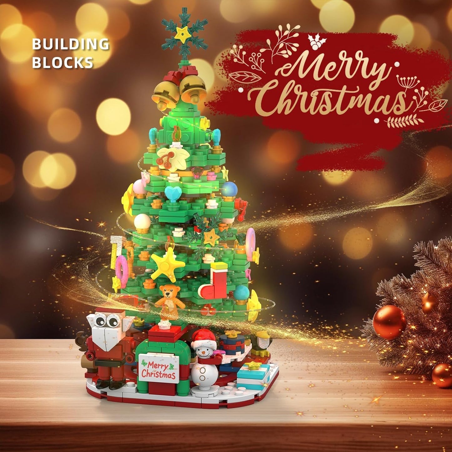 Advent Calendar 2025, Christmas Advent Calendar 2025 Building Blocks, 24 Days Christmas Countdown Calendar Building Blocks Xmas Thanksgiving Gifts Toy Decorations ﻿ (Greed-(Christmas Tree))