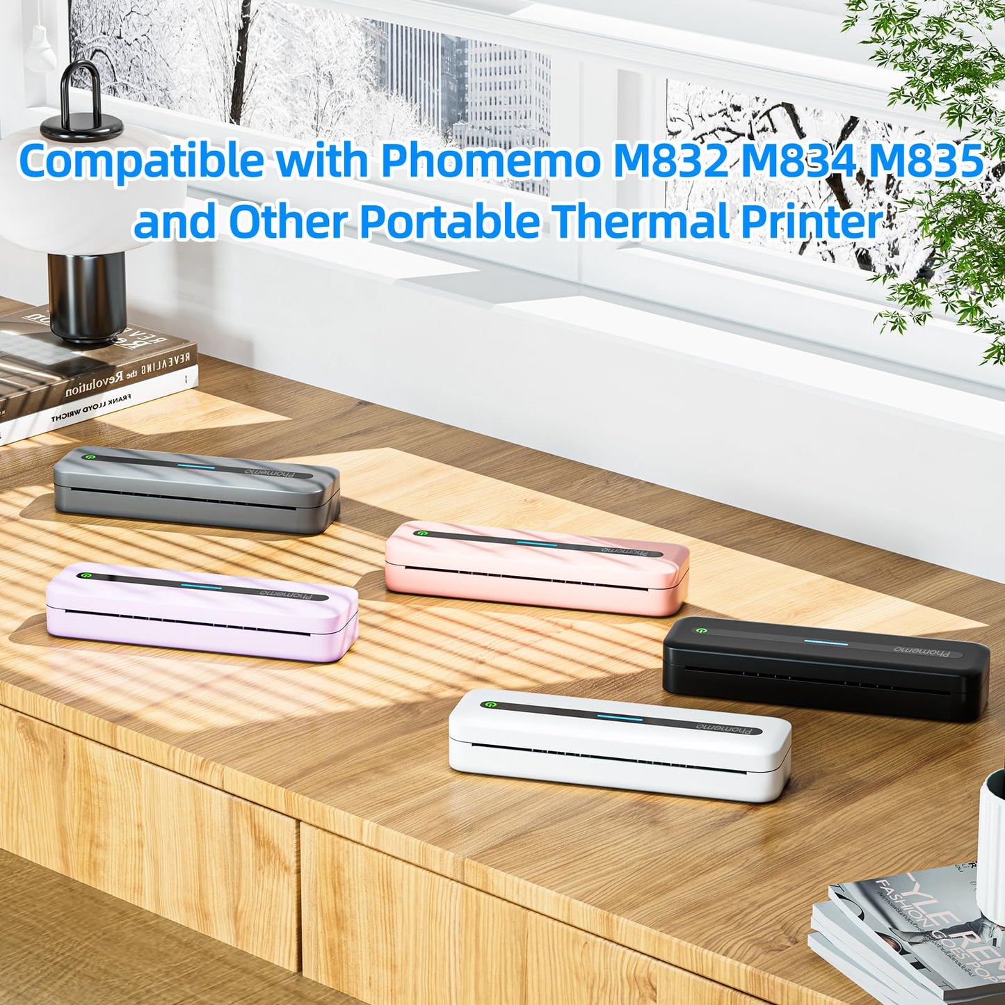 Phomemo M832 Thermal Paper 8.5" x 11", 4 Rolls US Letter Thermal Printer Paper, Quick-Dry Thermal Roll Paper Compatible with M832D M832 M834 M835 A285M Portable Printer