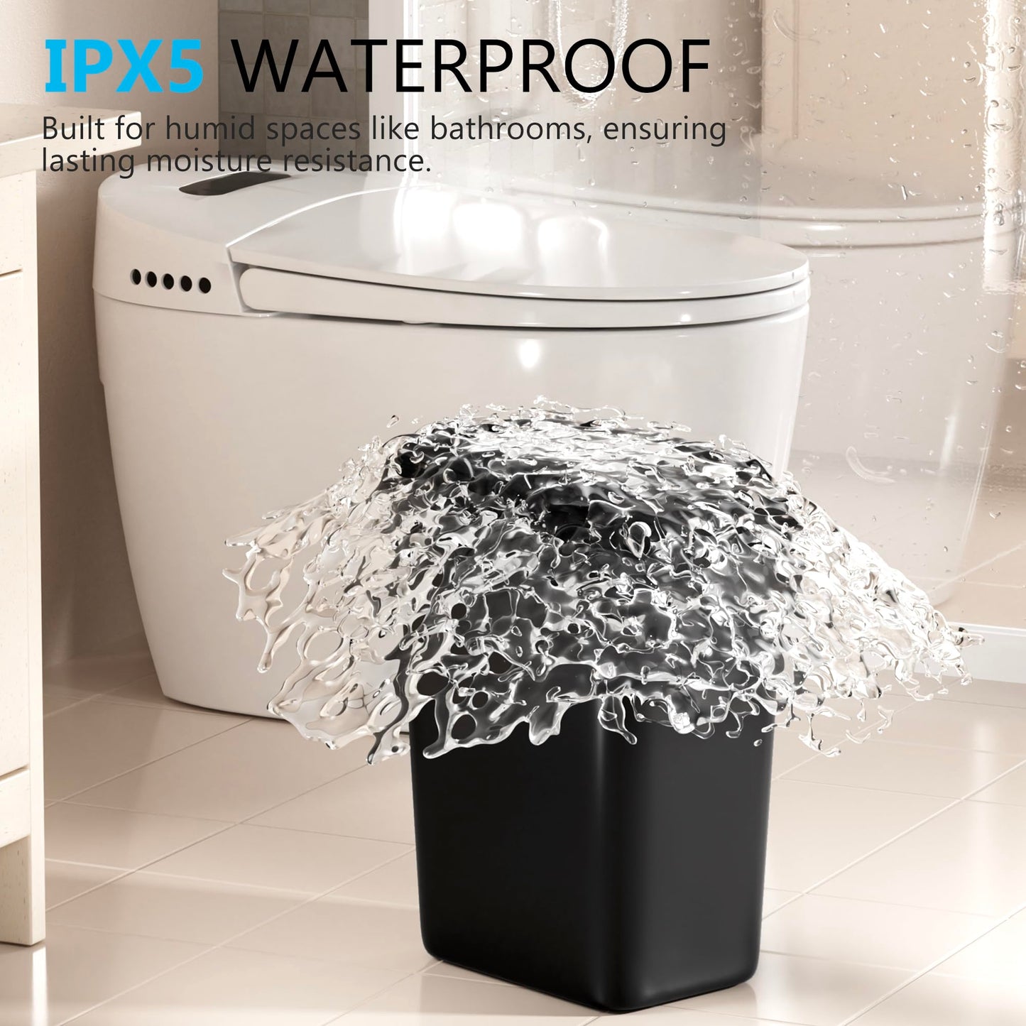 3 Pack Bathroom Trash Can with Lid Touchless Automatic Garbage Can, 2.6 Gallon Slim Waterproof Motion Sensor Smart Trash Can, Small Plastic Trash Bin for Bedroom, Office, Living Room-Black