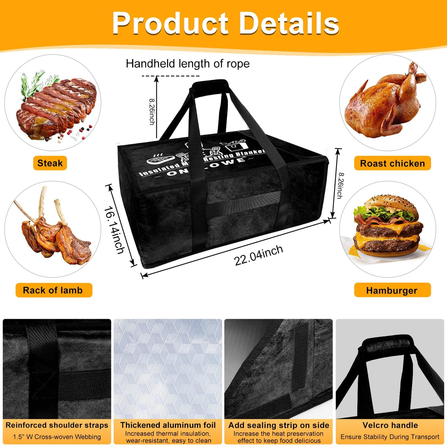 BBQ Blanket for Resting Meat - Insulated Meat Resting Bag for Smoking & Grilling | Compatible with Multiple models BBQ Prep Tub for Large Brisket/Beef/Pork Shoulders, Gifts for Men, Christmas Gifts