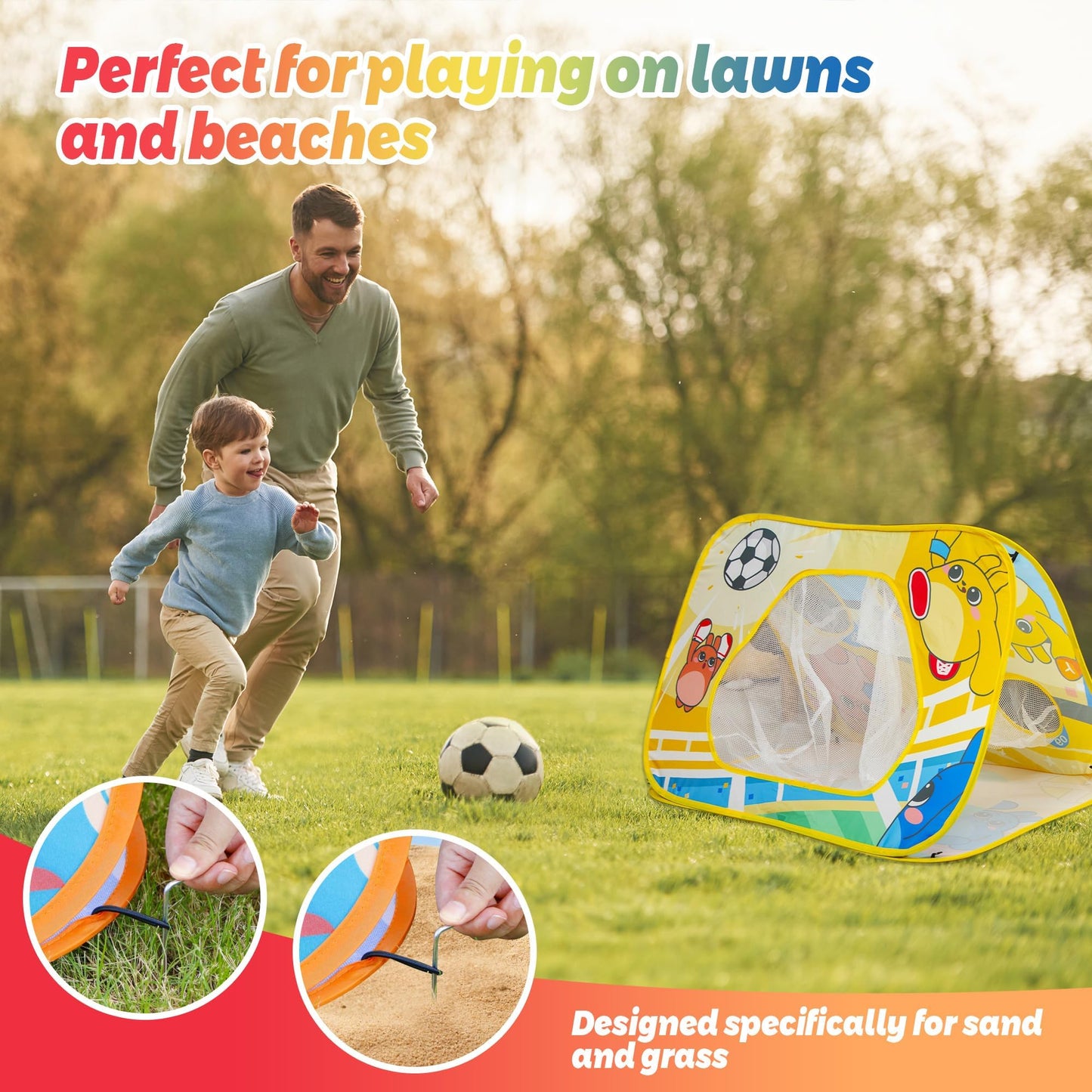 Giant 3-in-1 Bean Bag Toss Game for Kids, Toddler Toys Soccer Goal Board, Dartboard, Outdoor Outside Carnival Combo Set for Backyard Beach Lawn Party Fun, Birthday for Boys Girls 1-3 2-4 4-8