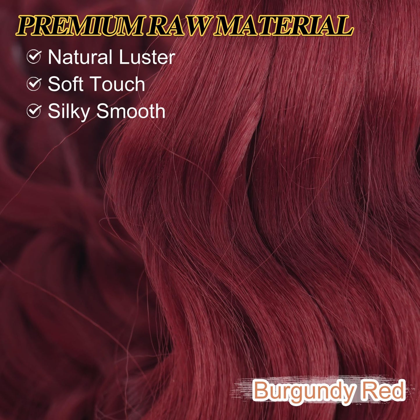 BARSDAR Ocean Wave Crochet Braiding Hair - 22 Inch 6 Packs Deep Wave GoGo Curl Crochet Hair for Women - Soft Synthetic Boho Braids Water Wavy Long Curly Braiding Extensions - Burgundy Red