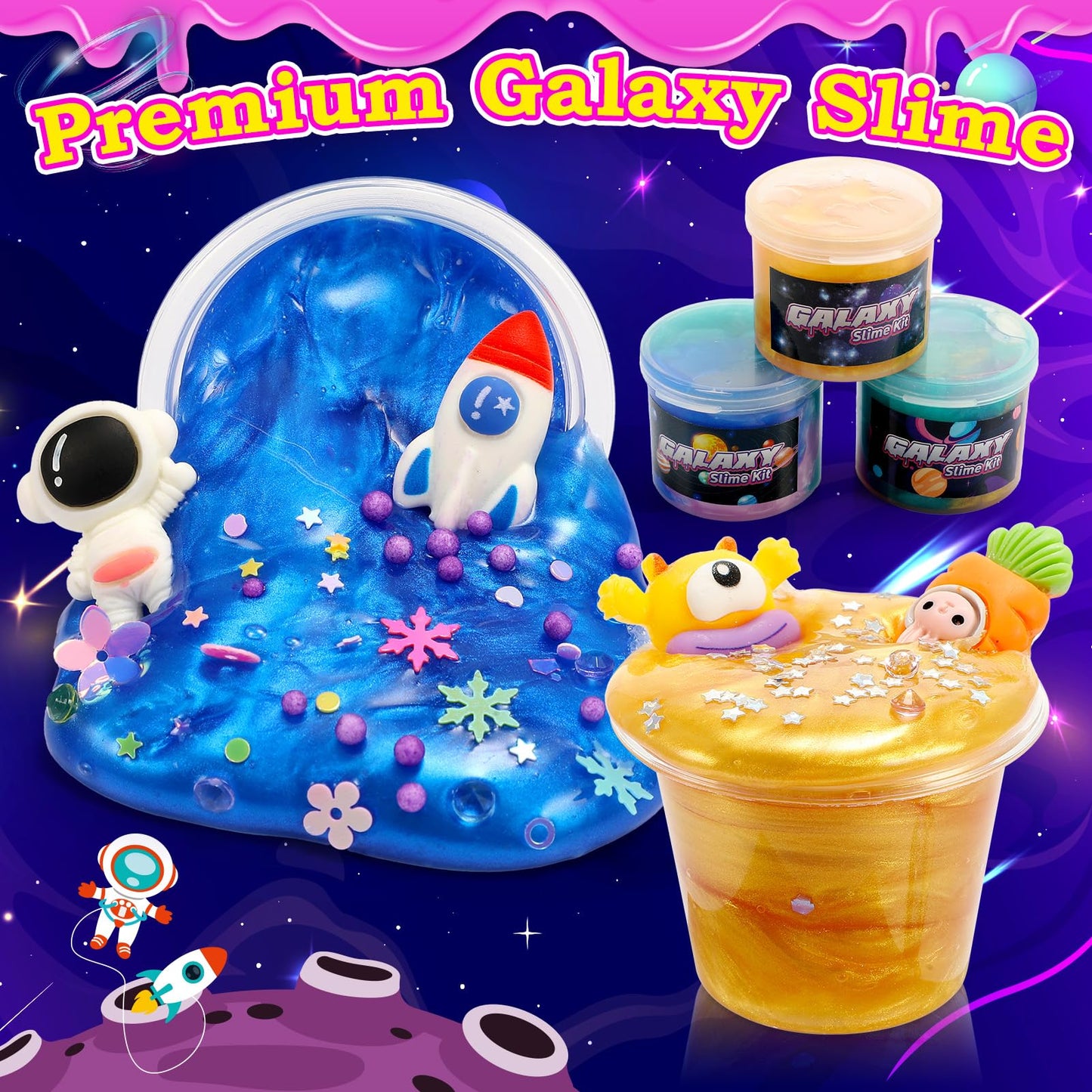 Slime Kit,decked Galaxy Slime Kit for Girls 6-12 Butter Glow Slime for Kids Age 6-10 Galaxy Slime for Kids DIY Toy for 6-8 Year Old Girls Easter Gifts for 6-12 Year Old Girl