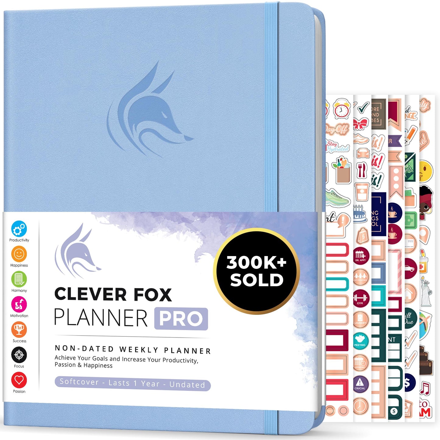 Clever Fox Planner PRO – Weekly & Monthly Life Planner to Increase Productivity, Time Management and Hit Your Goals – Organizer, Gratitude Journal – Undated – 8.5 x 11" – Lasts 1 Year (Periwinkle)