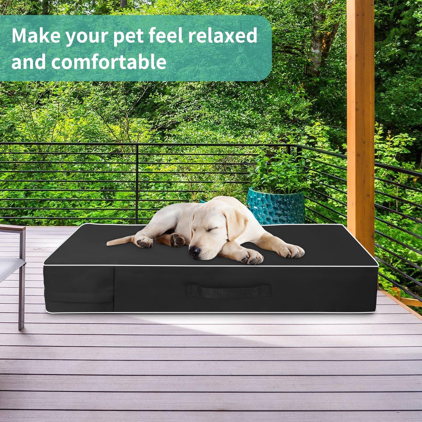 COSHNIBI Dog Bed Cover, 48Lx36Wx4H Inch Waterproof Dog Bed Cover with Zip and Carry Handle, Removable Washable Replacement Dog Bed Cover Cover Cover, Black (Bed Cover Only)