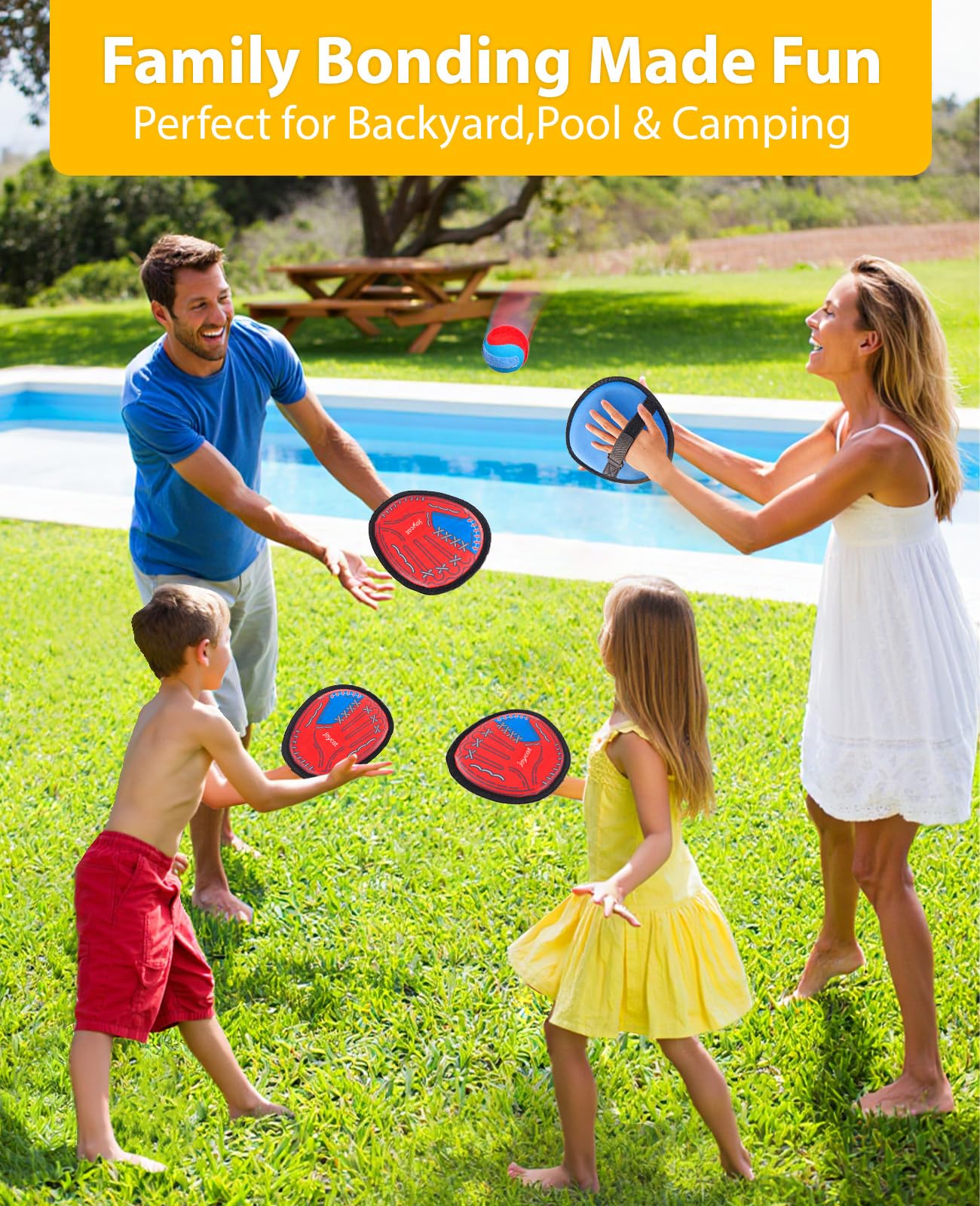 JoyCat Toss and Catch Ball Game Set,Toddler Baseball Glove,Beach Pool Yard Camping Games,Kids Sports & Outdoor Play Toys for Family,Outside Toys for 3 4 5 6 7 8 9 10+Year Old Boys Girls Birthday Gifts