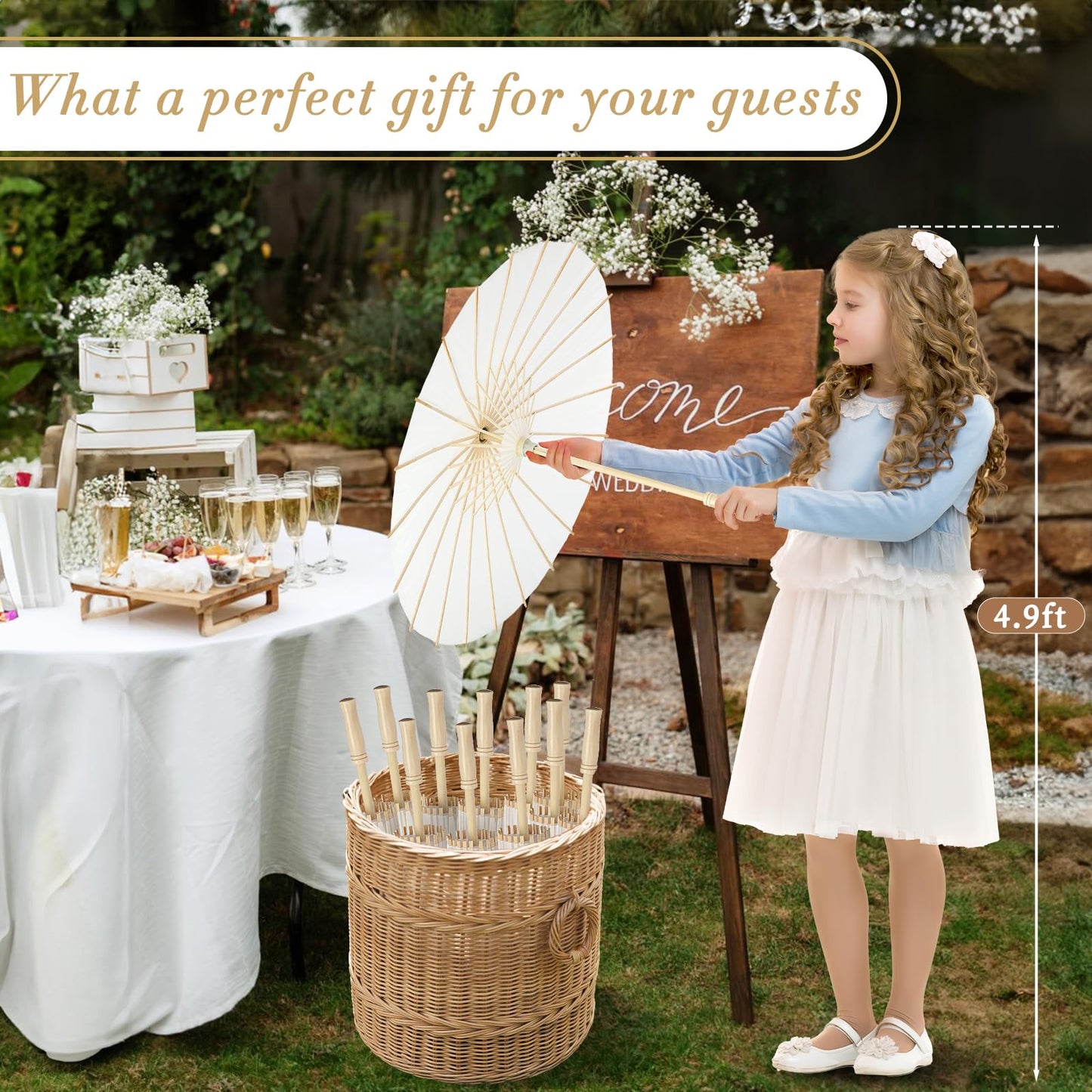 16 Pieces 23.6 Inches White Paper Umbrellas Chinese Japanese Oiled Paper Umbrella Large Paper Parasol Umbrella DIY Painting Oiled Paper Parasol Umbrella for Wedding Bridal Party Decor Photo Props